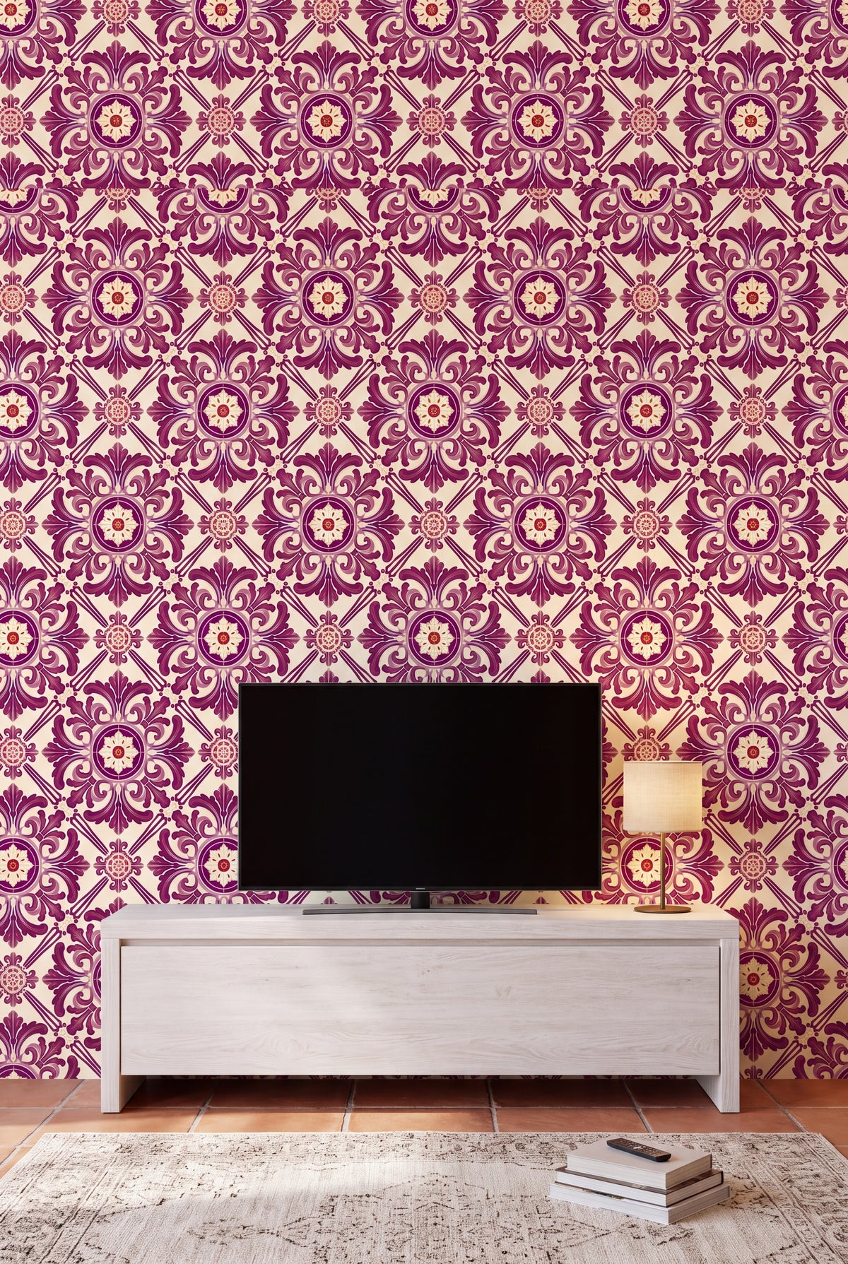 Coimbra Wine wallpaper shown in a media room
