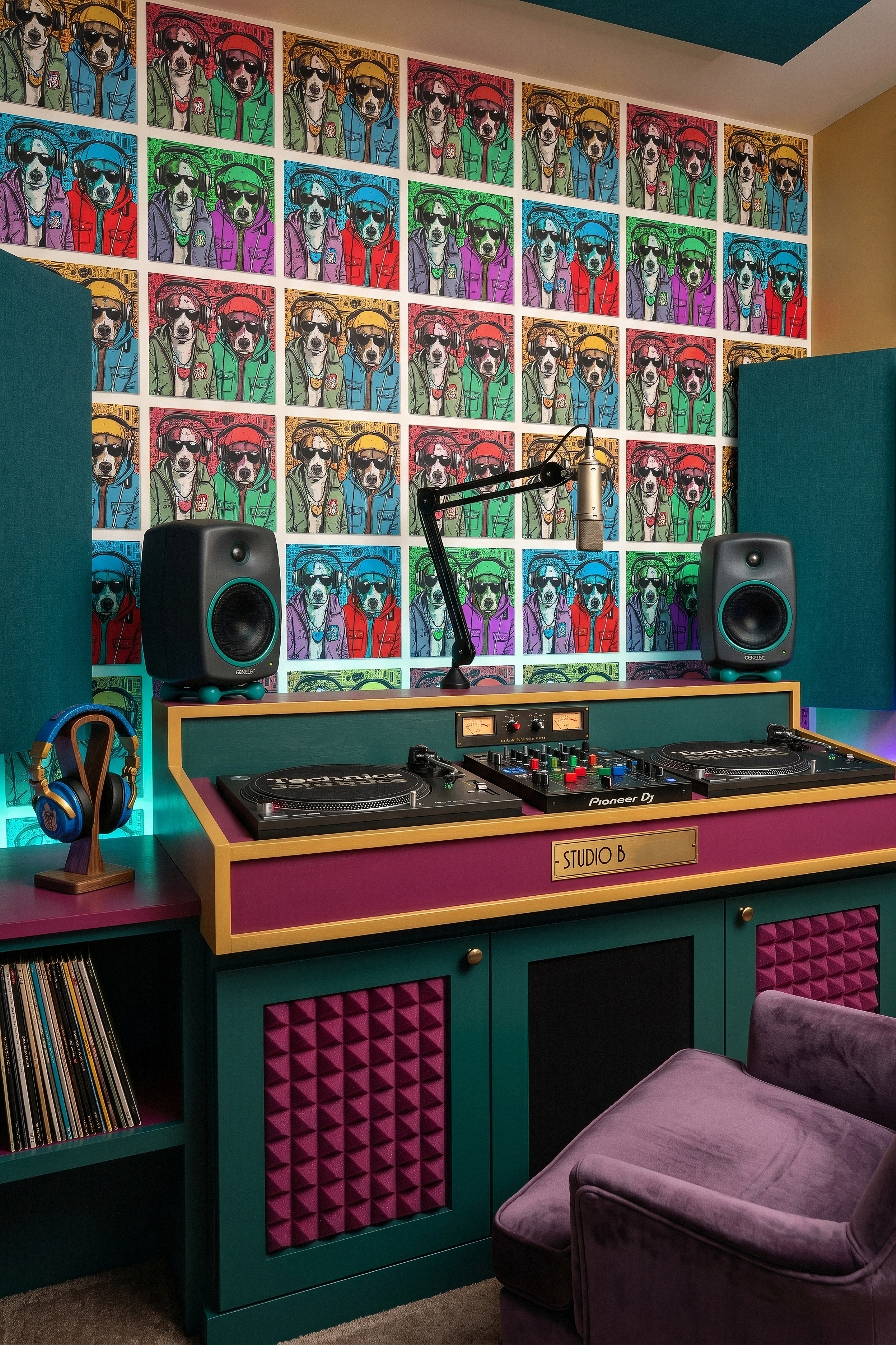 Party Animal wallpaper shown in a studio