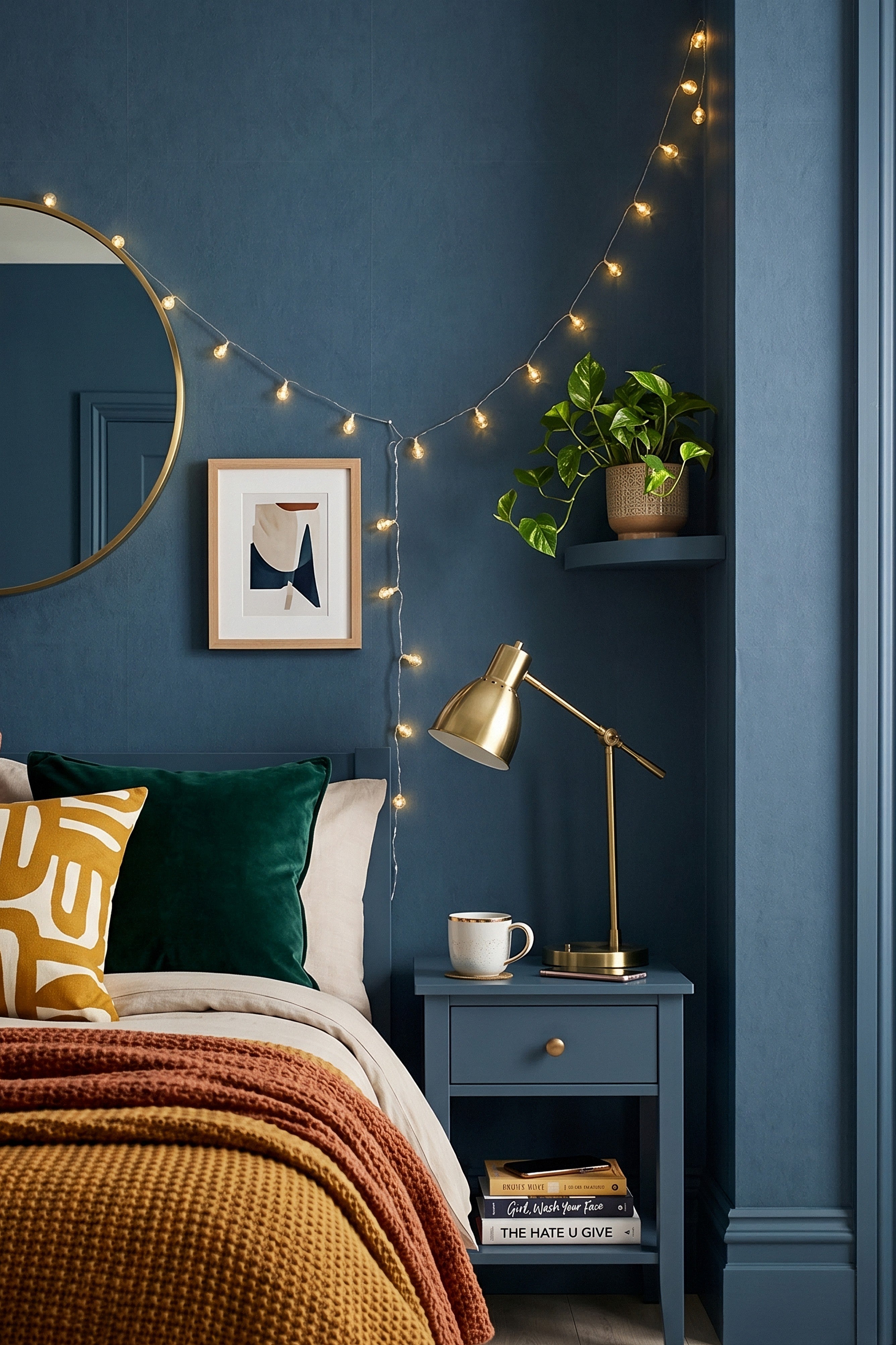 Harbor Wash wallpaper shown in a bedroom