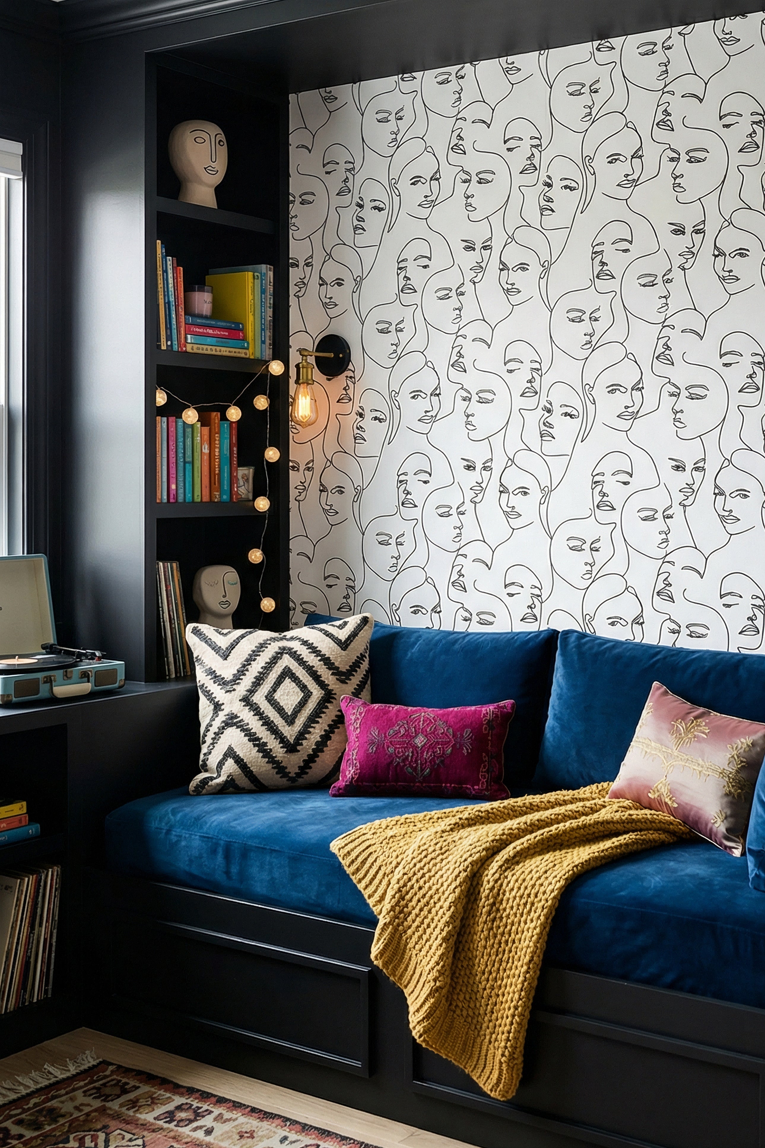 Line Study wallpaper shown in a lounge