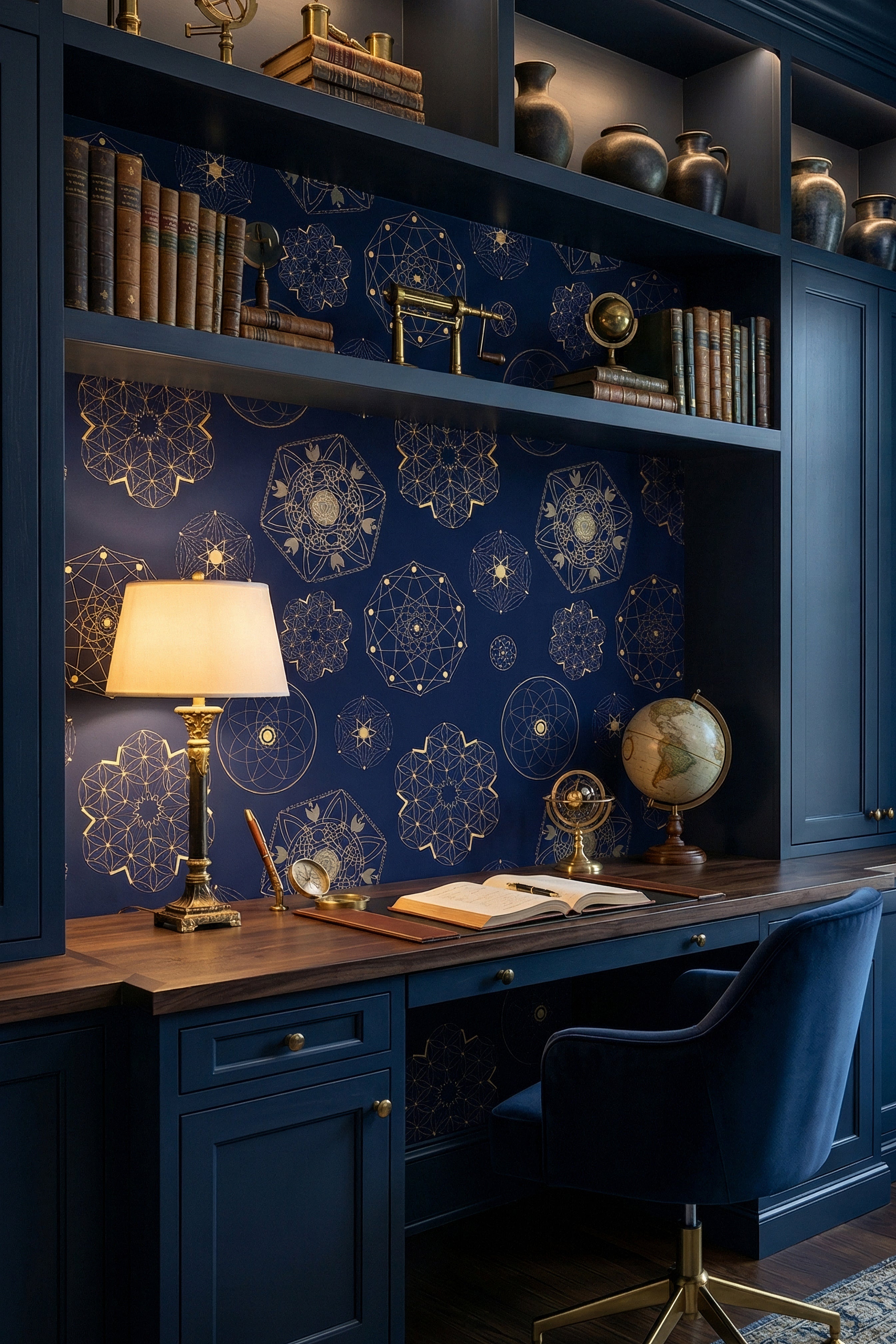 Star Chart wallpaper shown in a home office