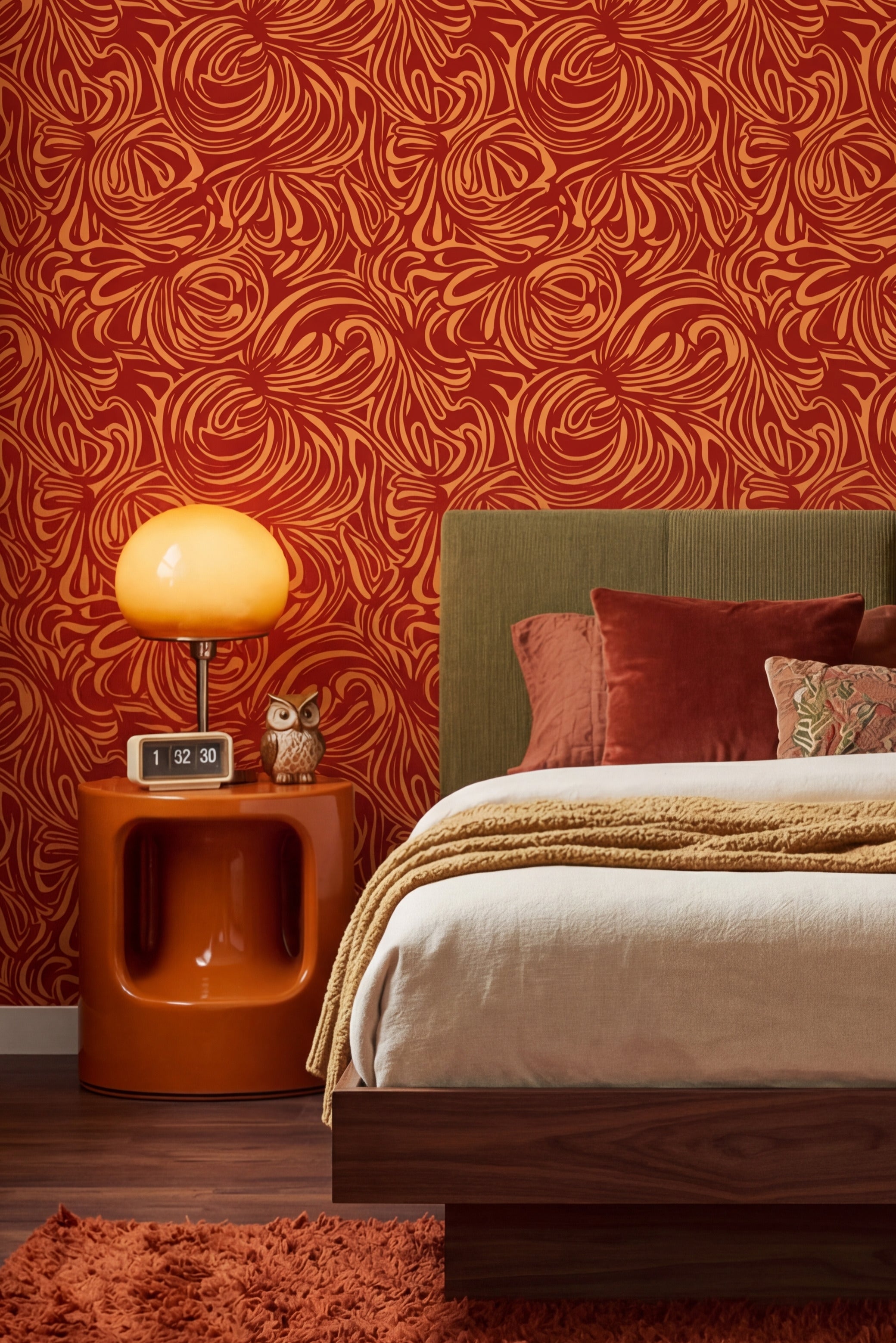 Golden Hour wallpaper shown in a bedroom