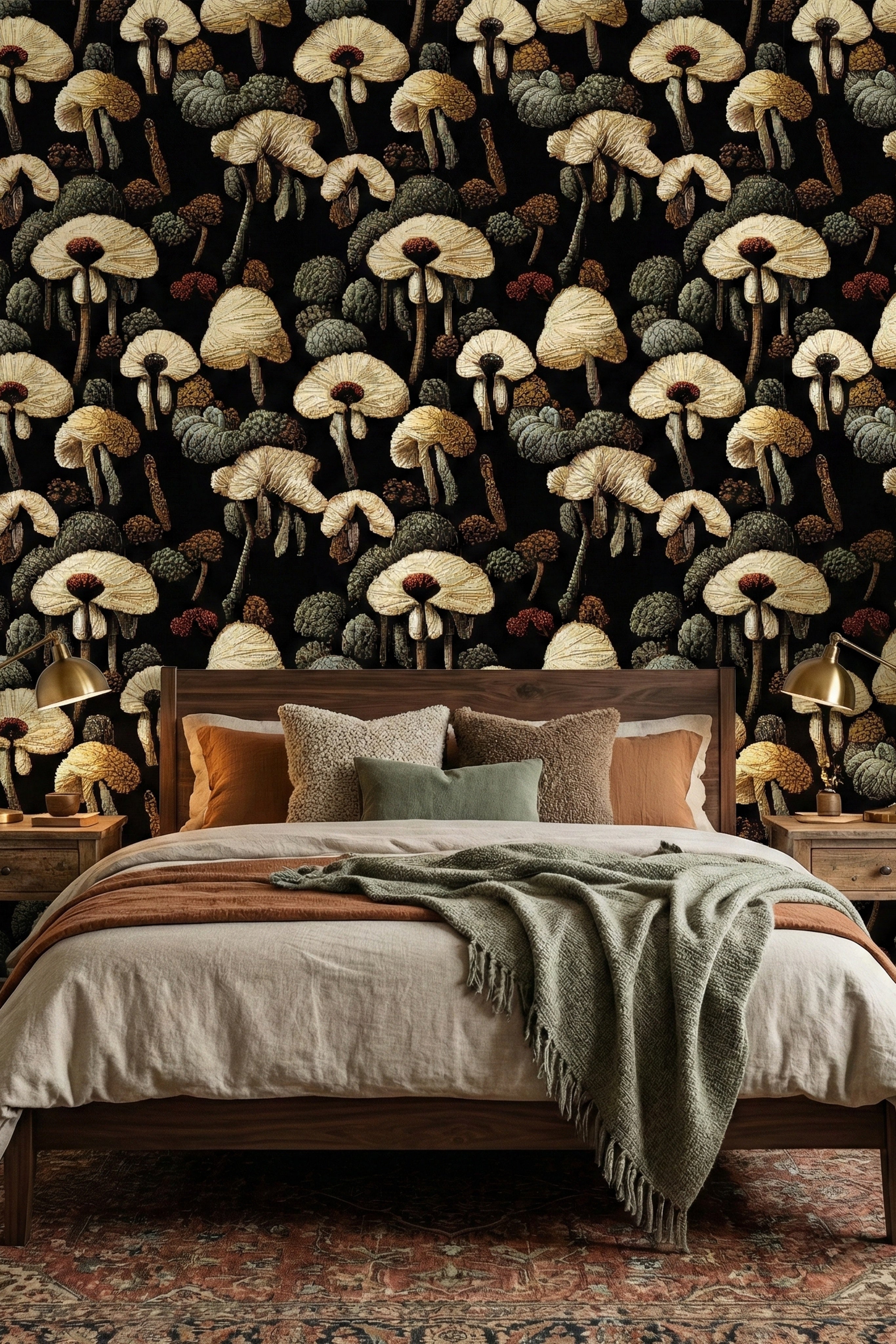 Woodland Cottage wallpaper shown in a bedroom
