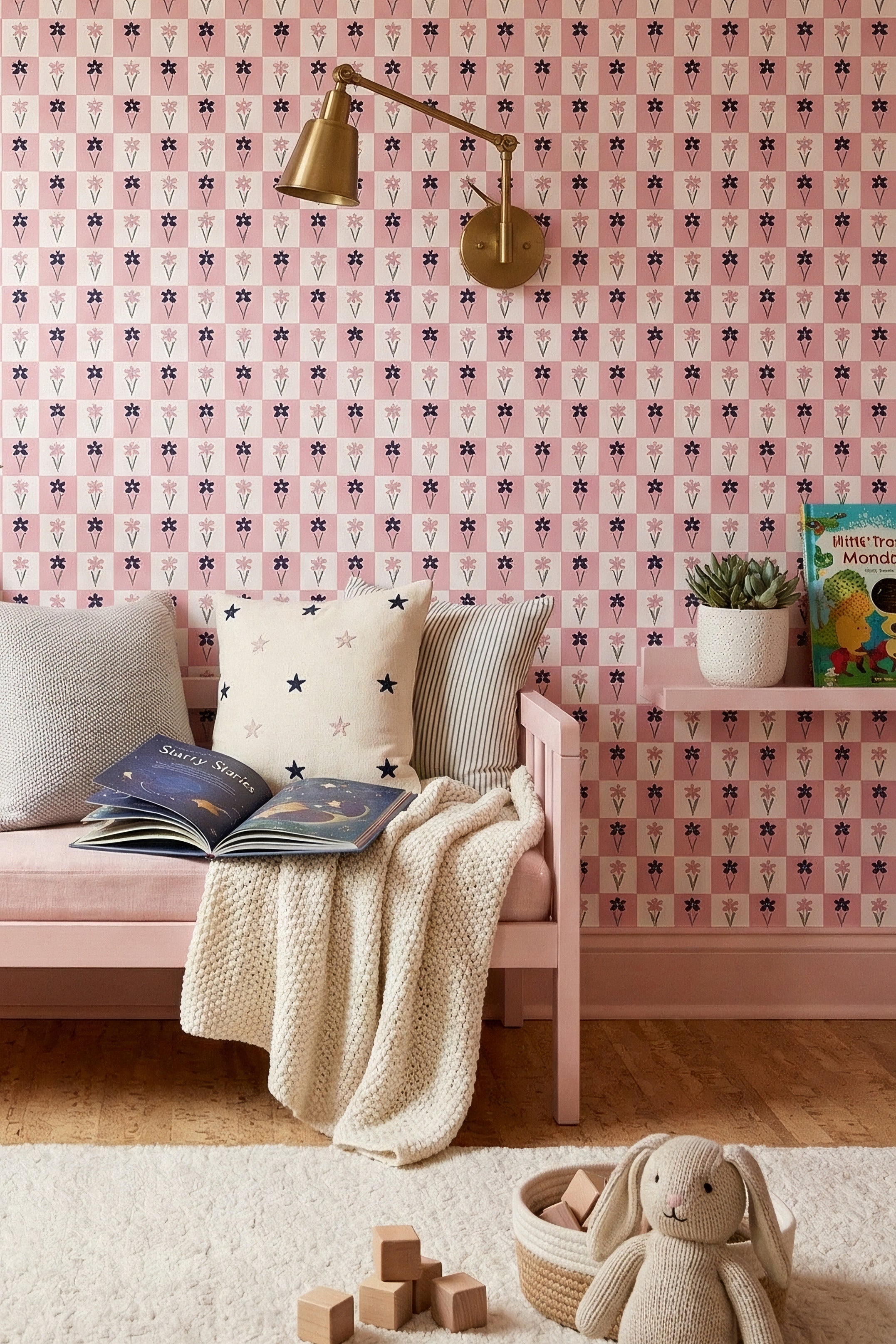 Daisy Darling wallpaper shown in a playroom