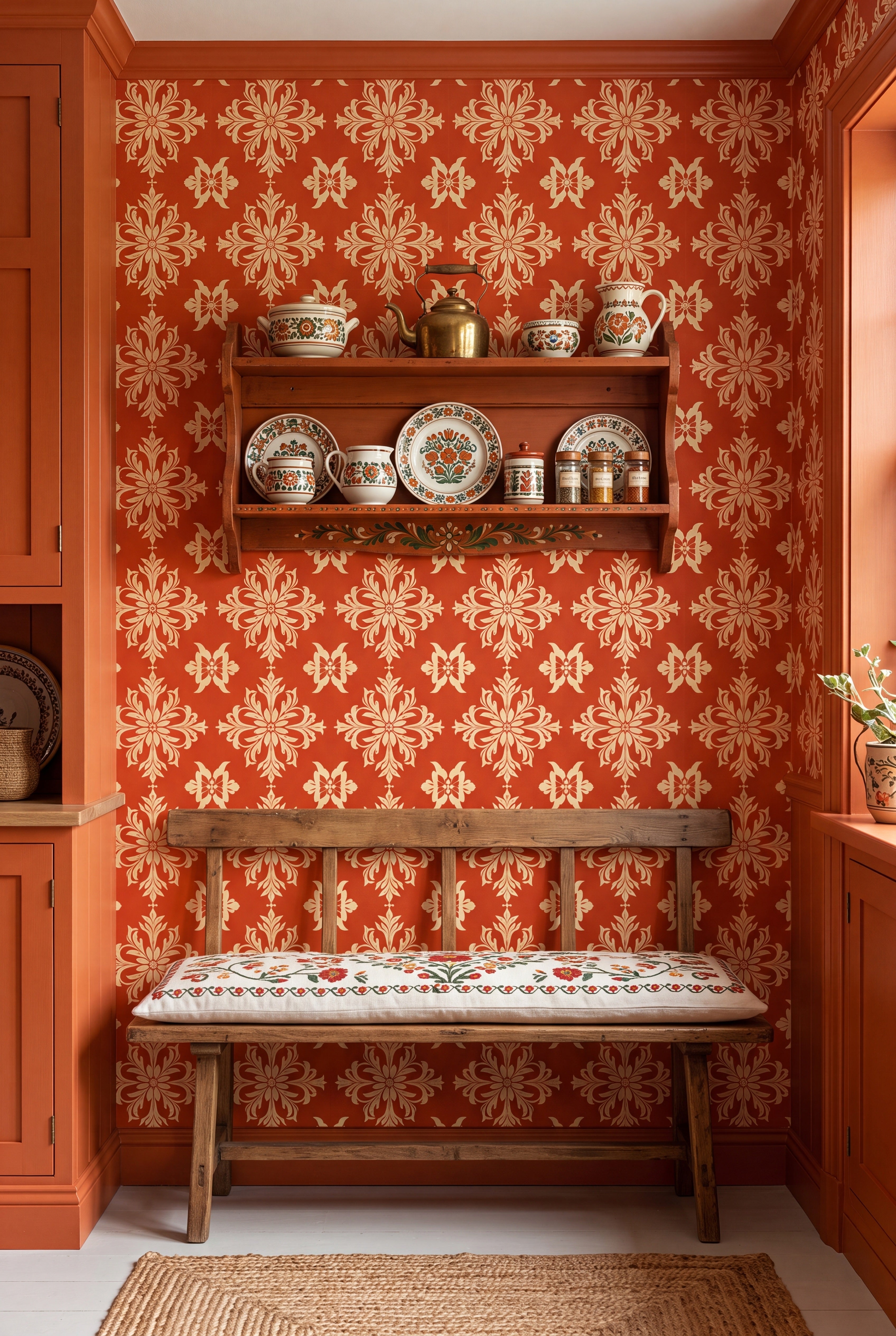 Marrakesh wallpaper shown in a cozy nook