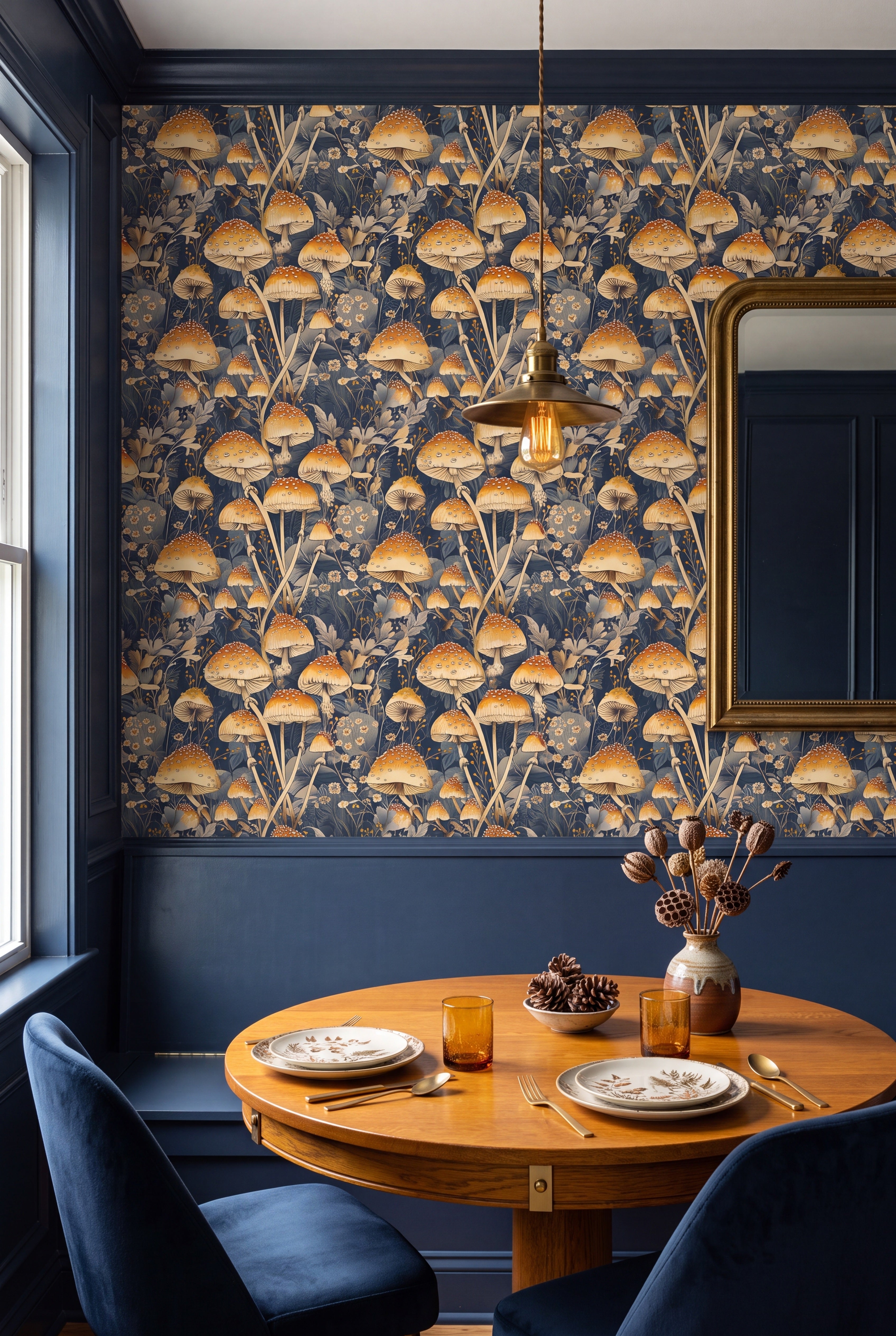 Golden Cap wallpaper shown in a cozy nook