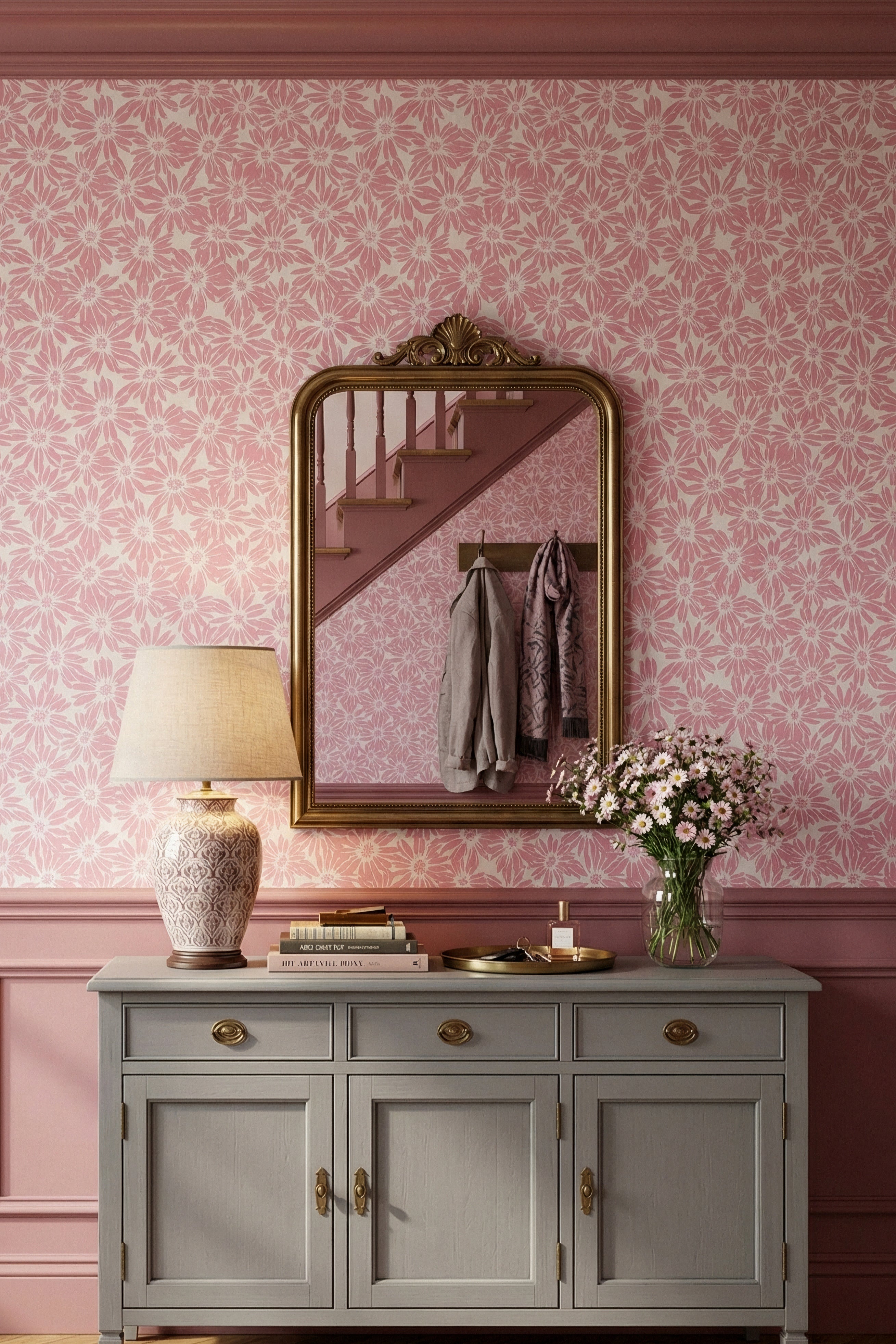 Baby Daisy wallpaper shown in an entryway
