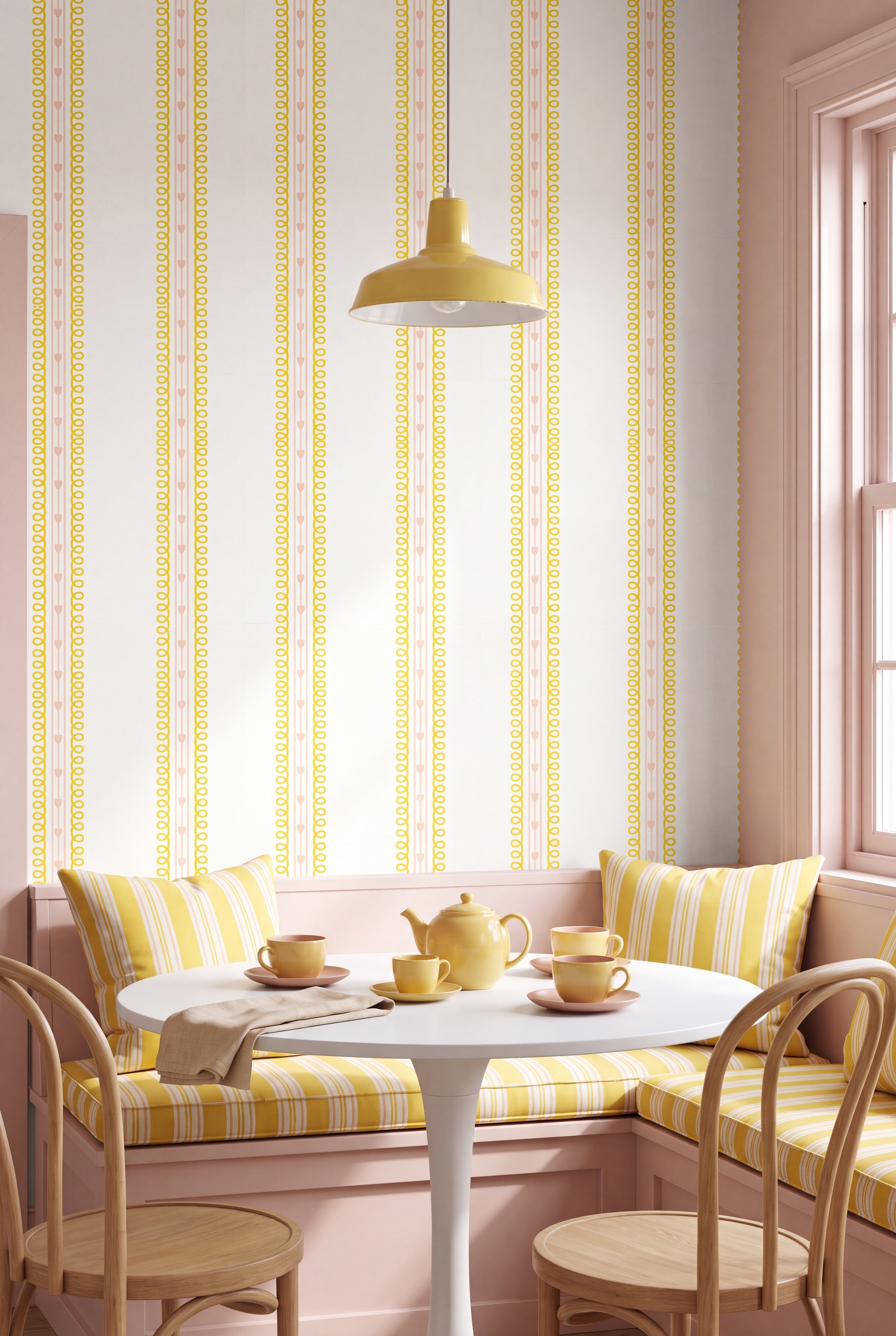 Candy Hearts wallpaper shown in a cozy nook