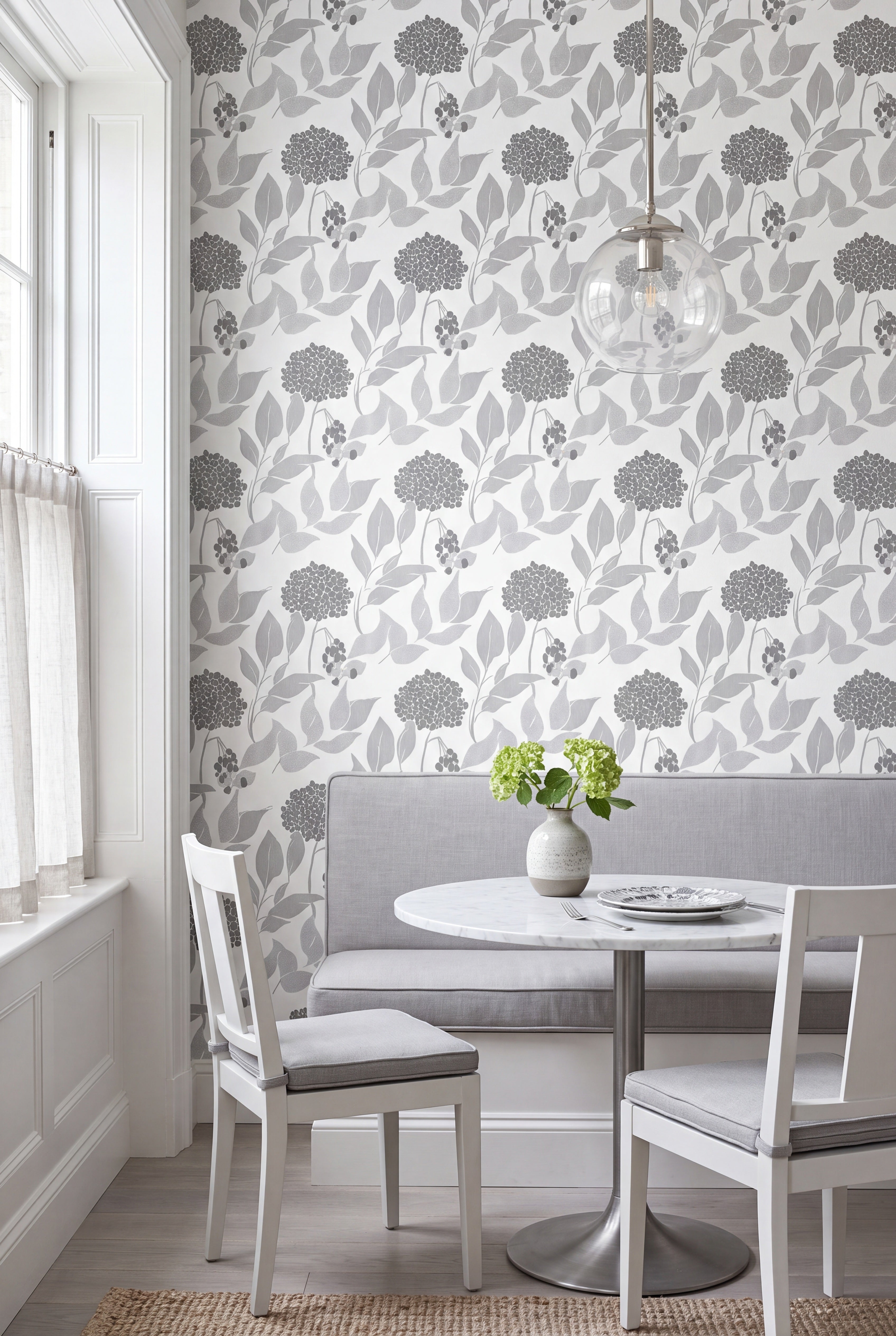 Ash Leaf wallpaper shown in a cozy nook
