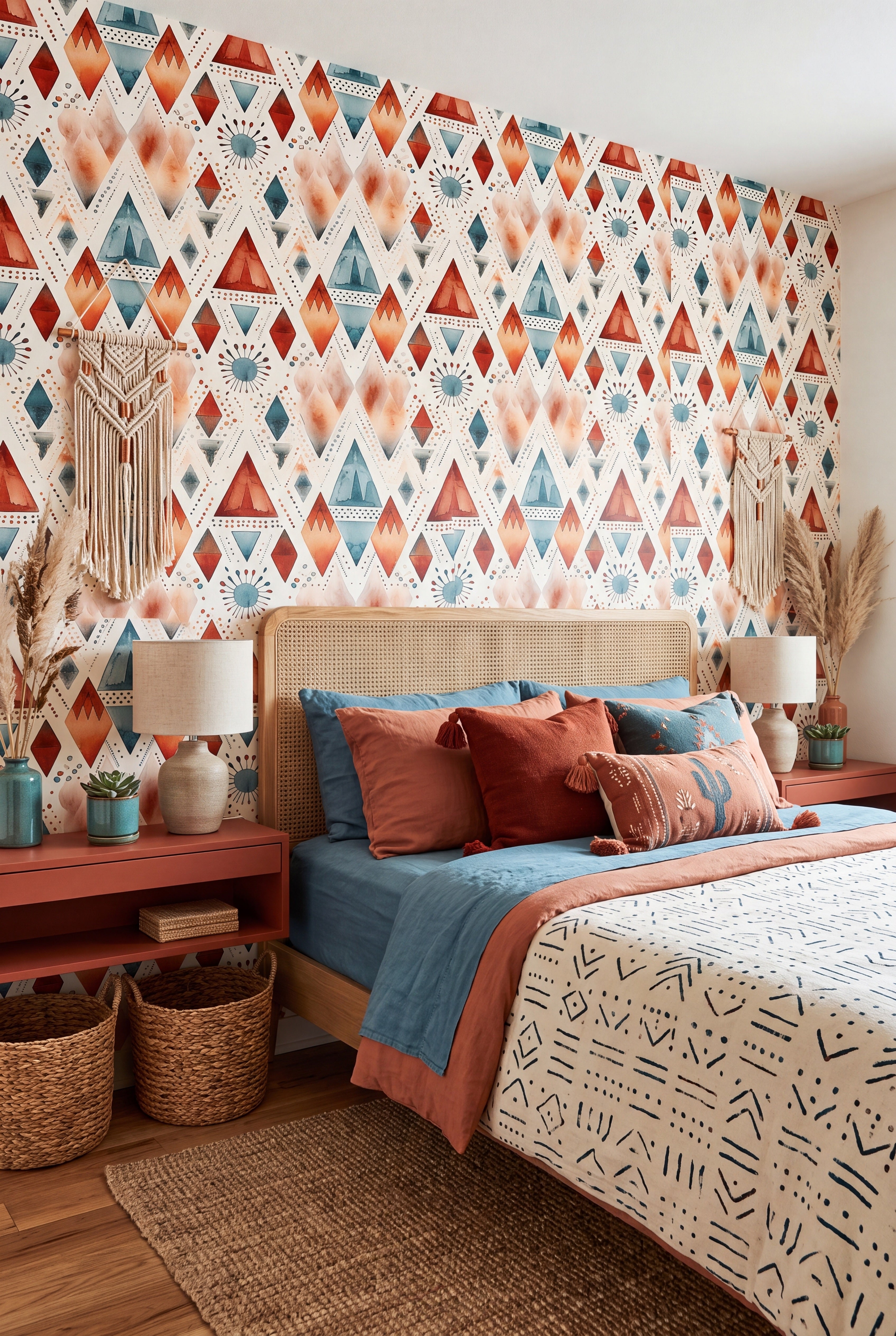 Desert Diamond wallpaper shown in a bedroom