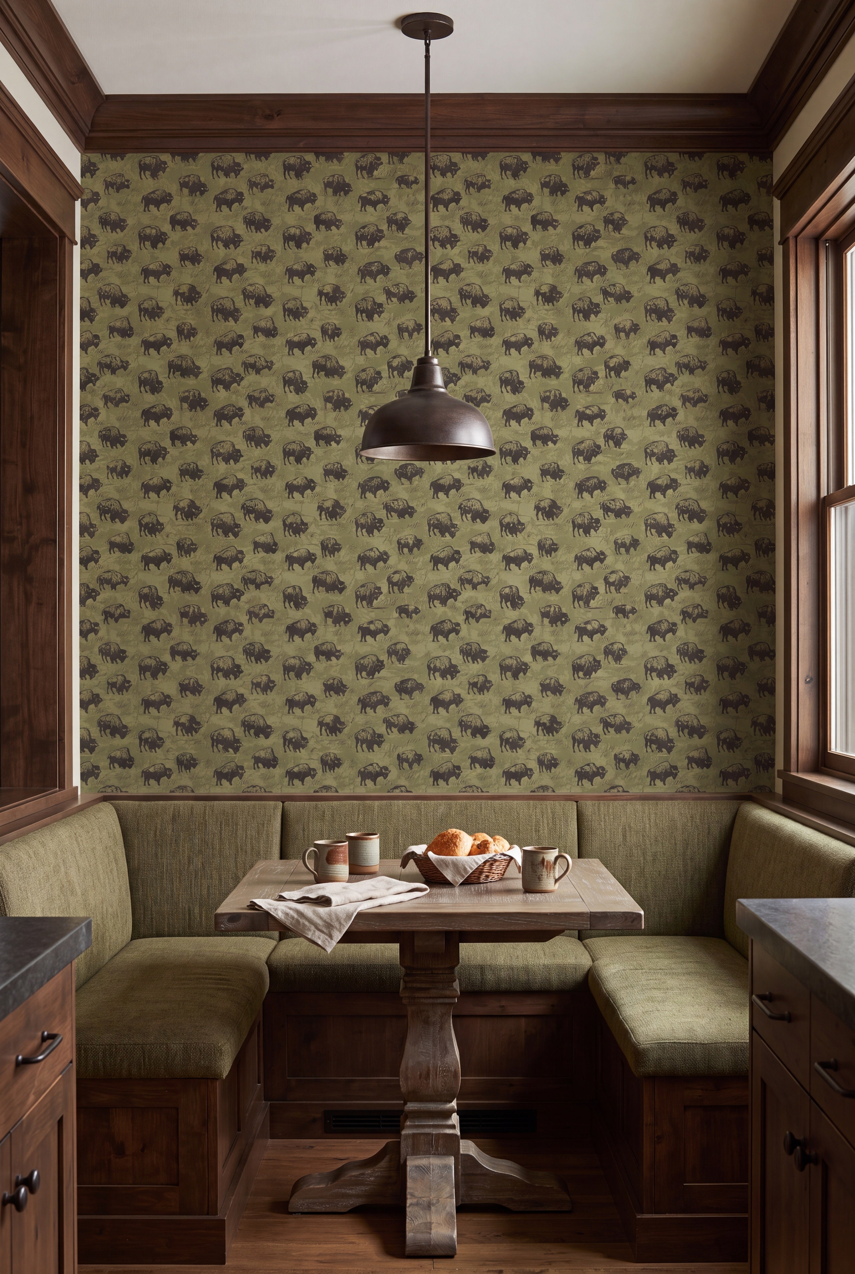 Prairie Cool wallpaper shown in a cozy nook