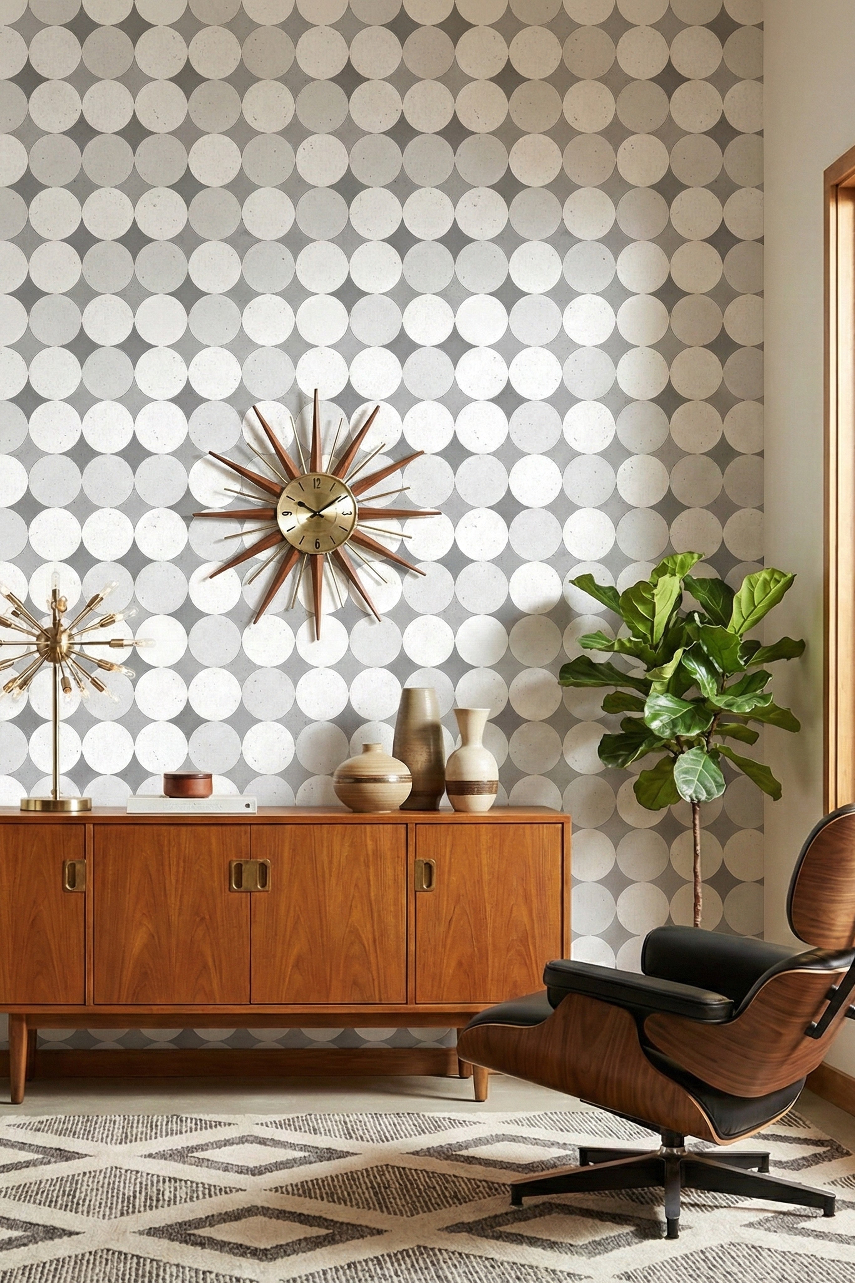 Orbit Noir wallpaper shown in a reading corner
