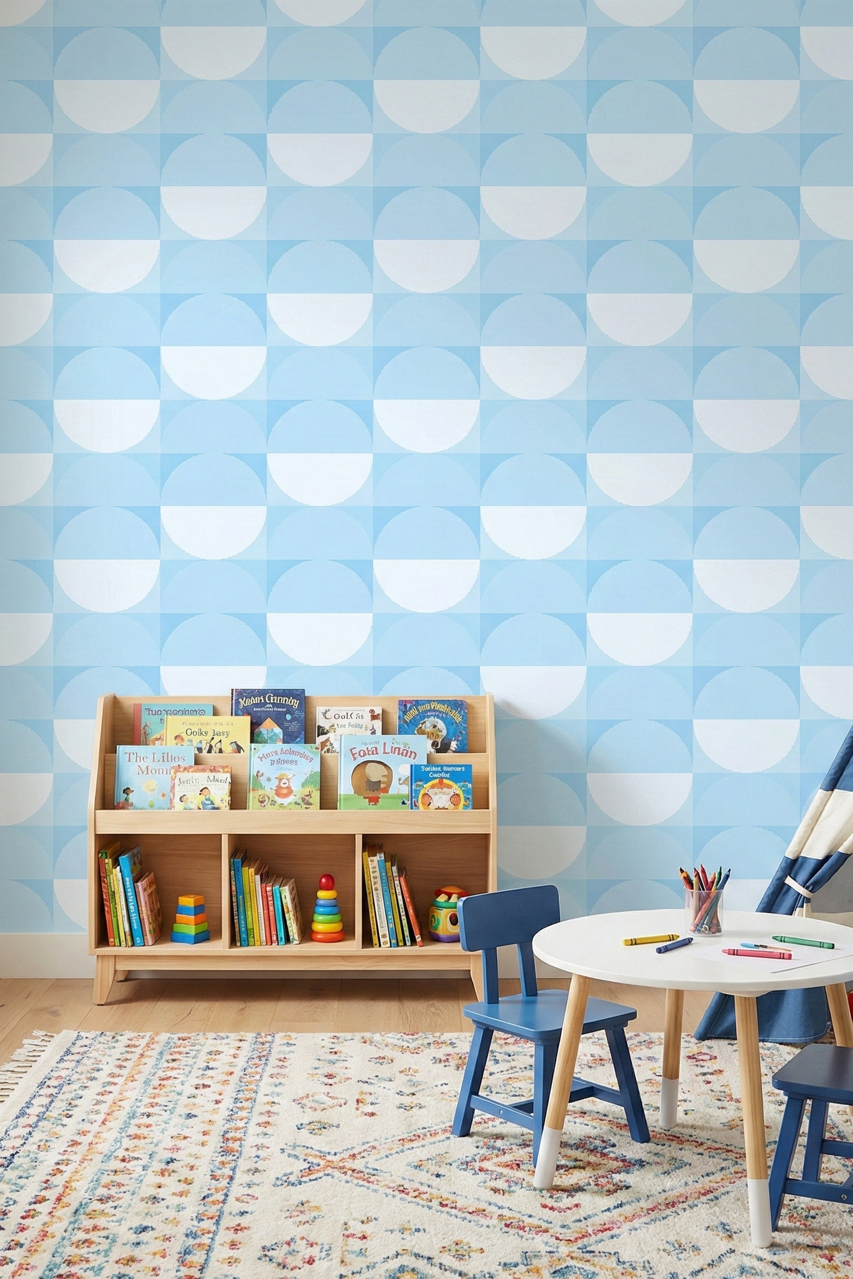 Halfmoon wallpaper shown in a playroom