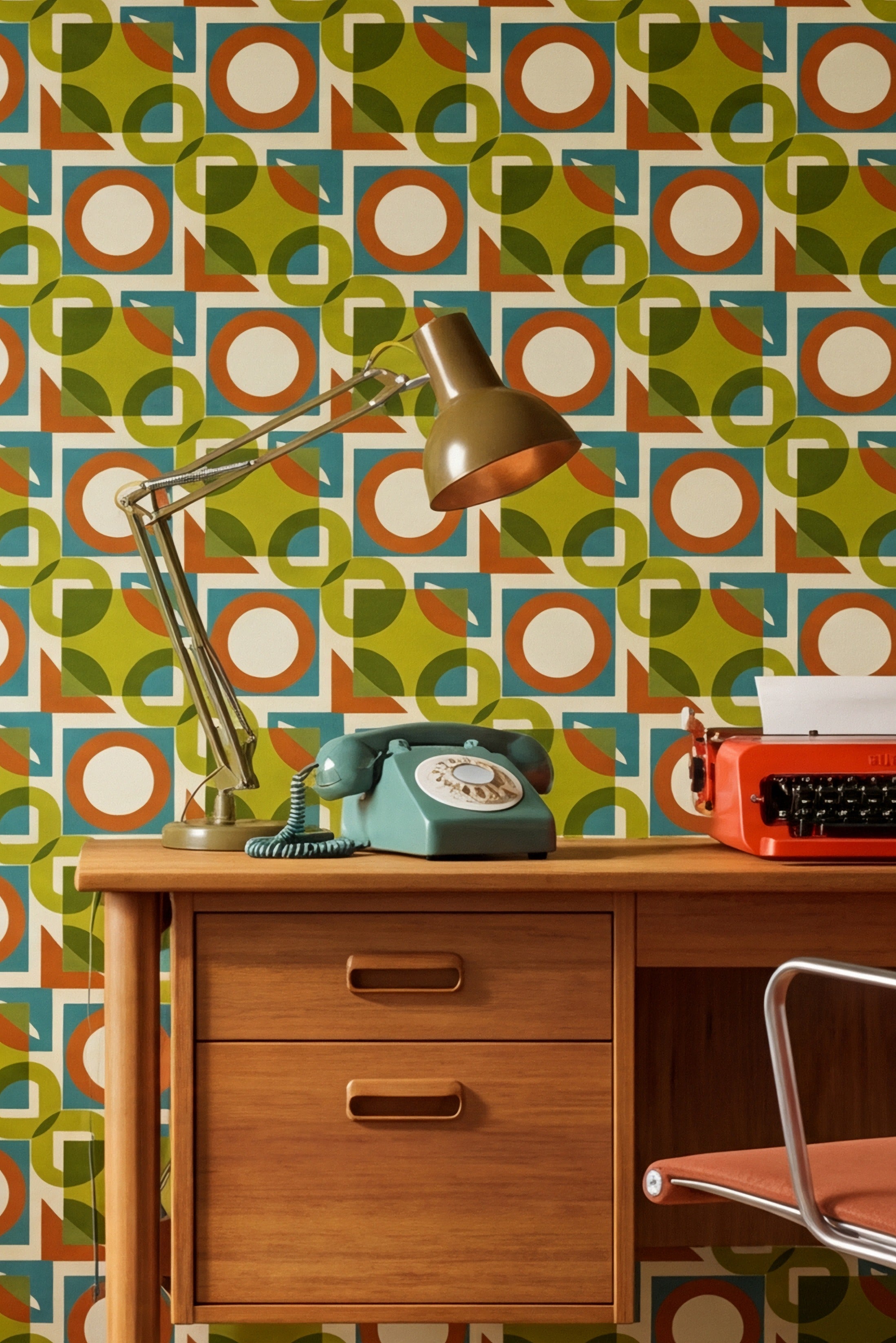 Groove Machine wallpaper shown in a home office