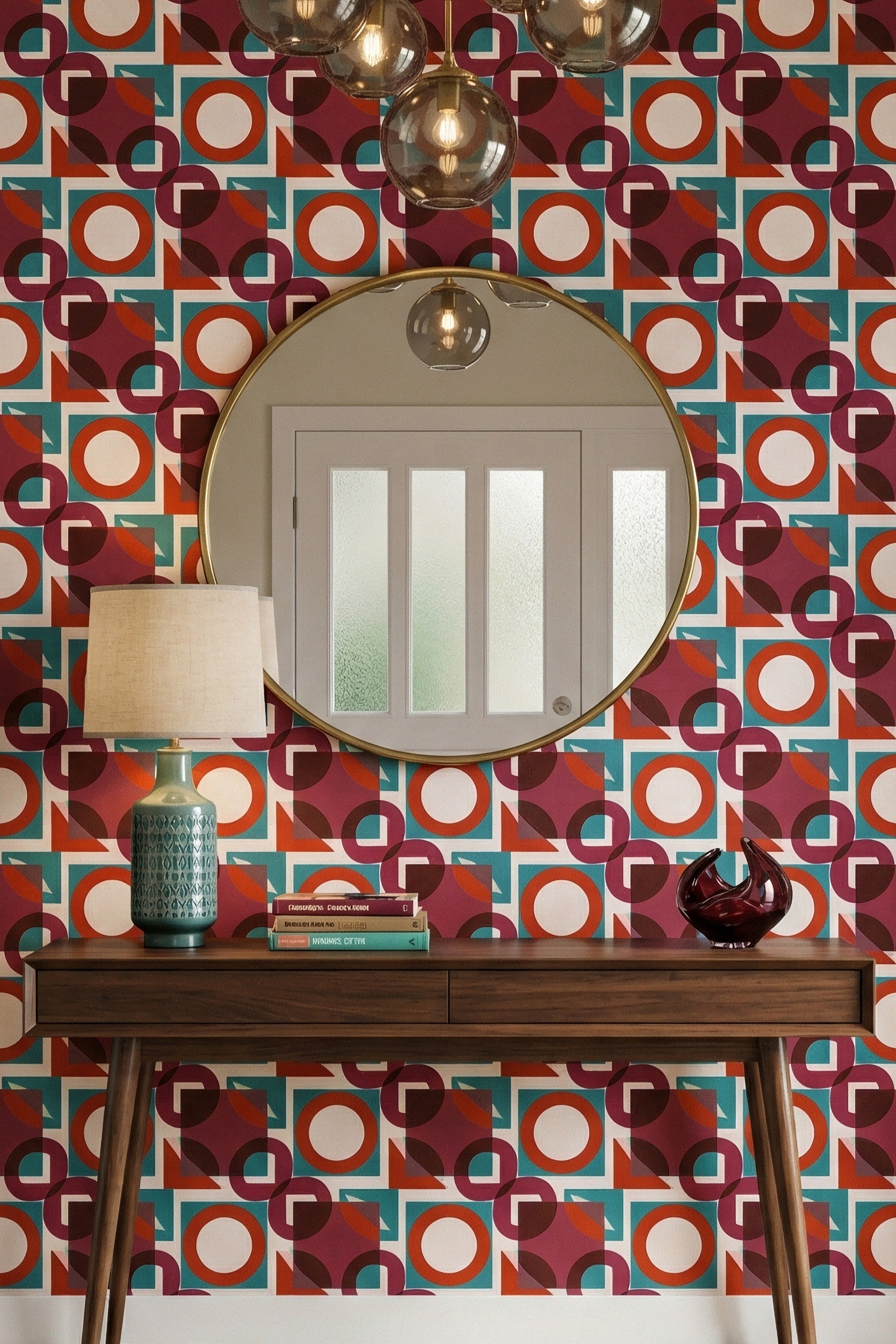 Retro Spice wallpaper shown in an entryway