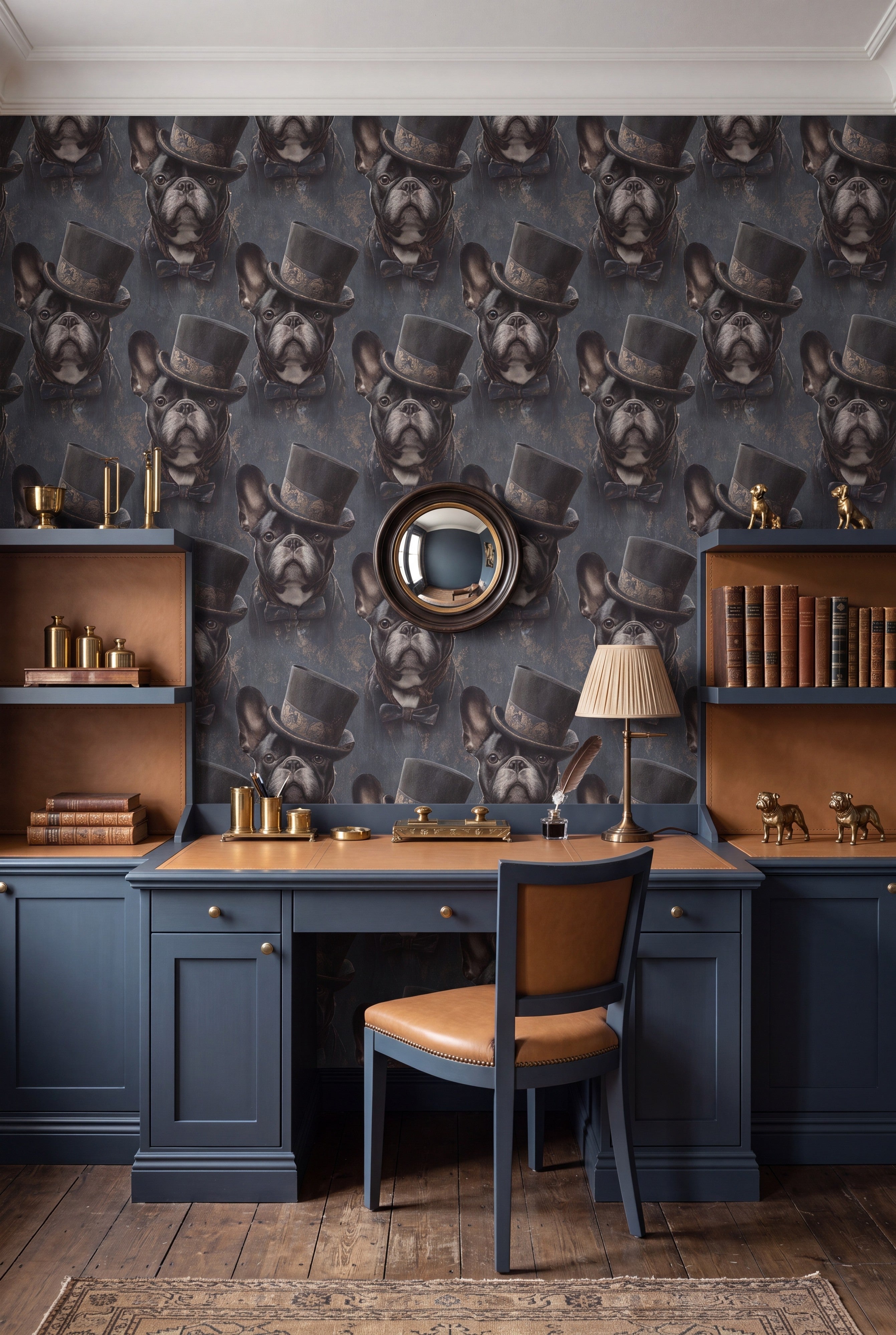 Monsieur Wrinkles wallpaper shown in a home office