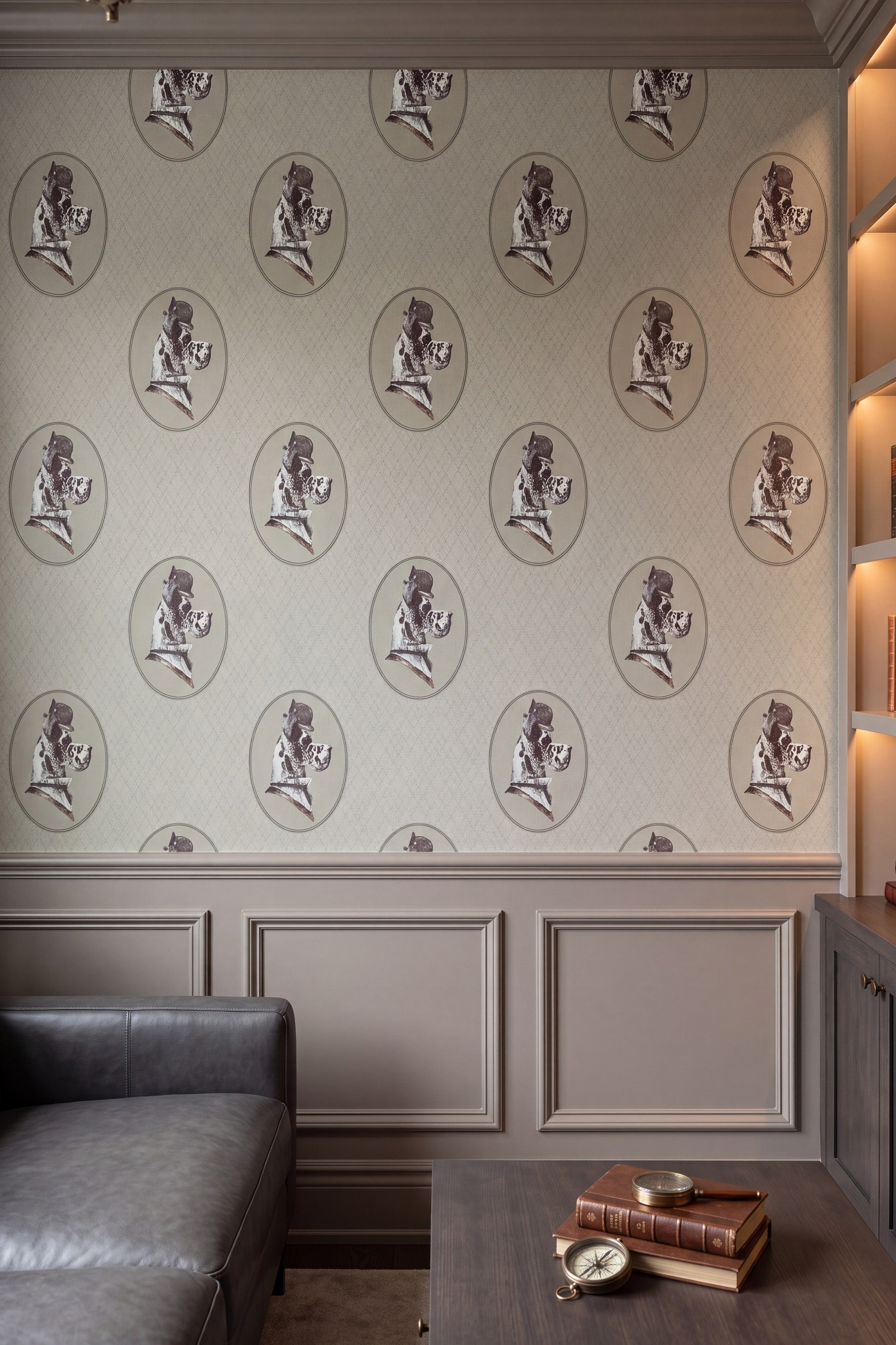 Puppy Parade wallpaper shown in a media room