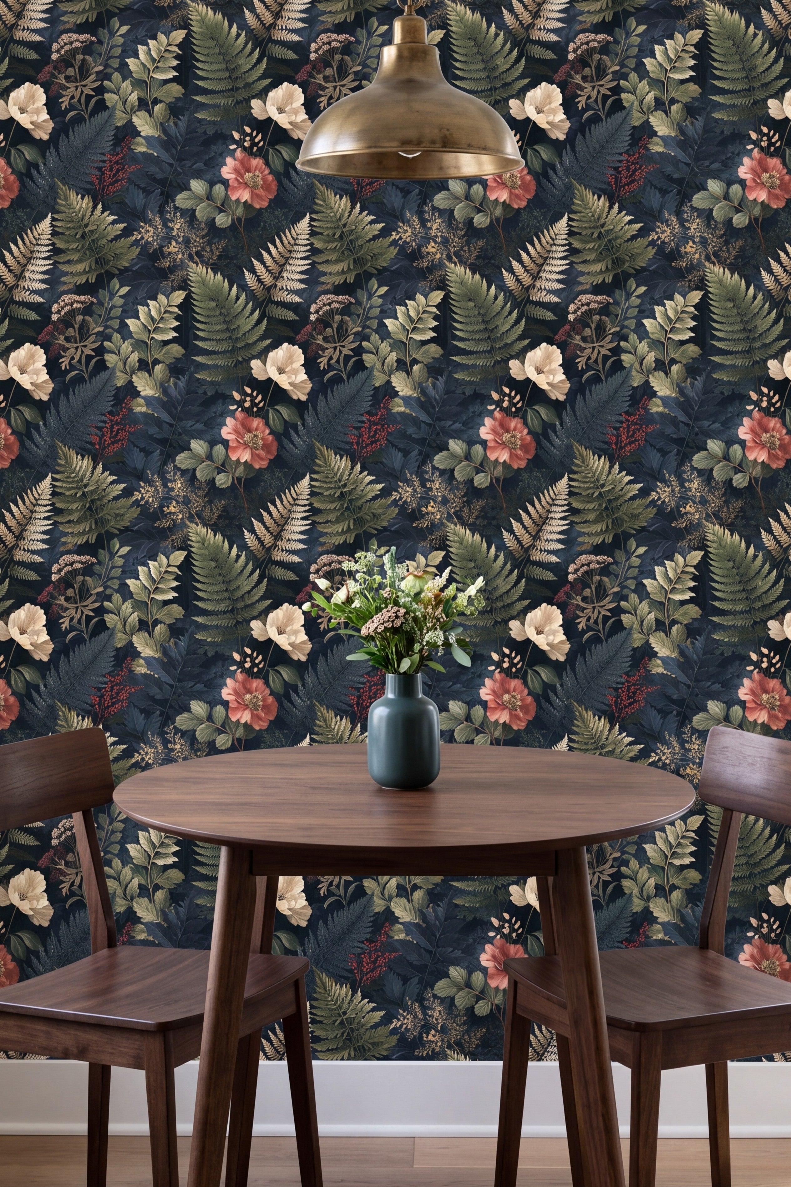 Wild Conservatory wallpaper shown in a kitchen breakfast nook