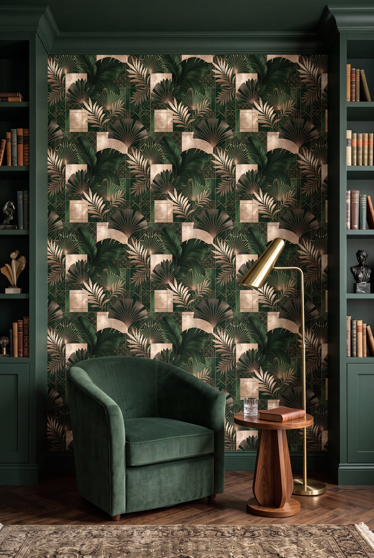 Ivy Gala wallpaper shown in a reading nook