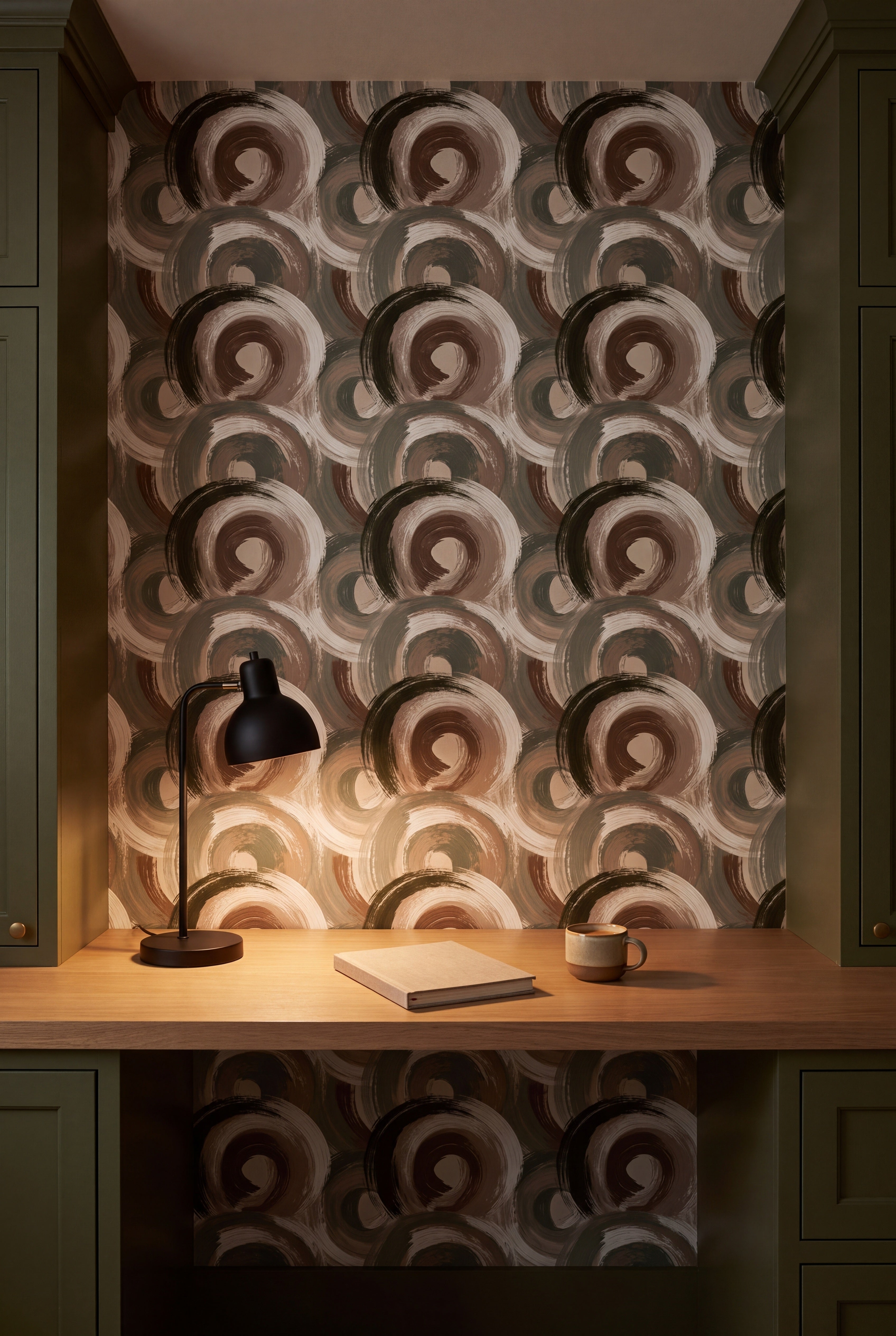 Russet Halo wallpaper shown in a home office study