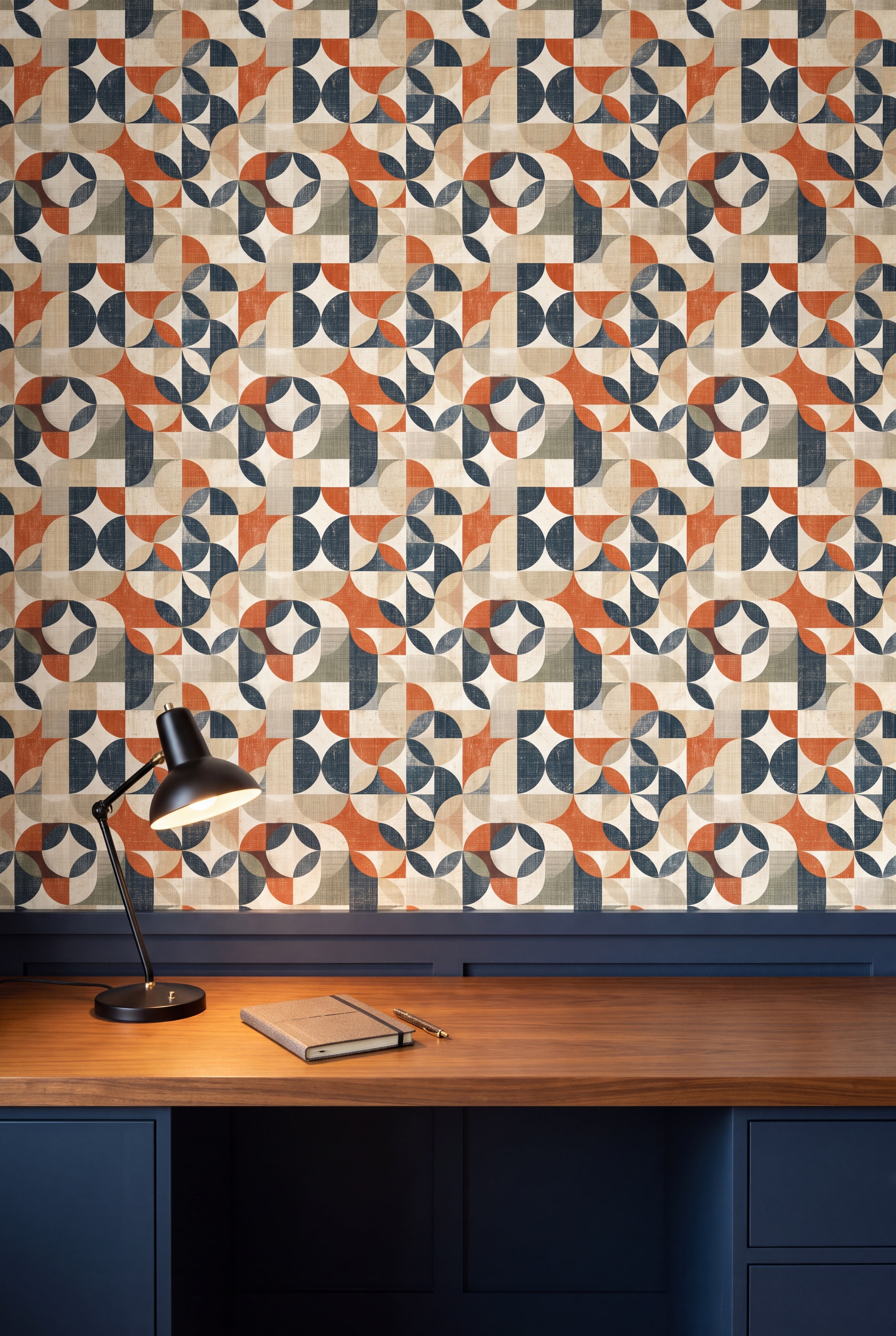 Carousel Quarters wallpaper shown in a home office