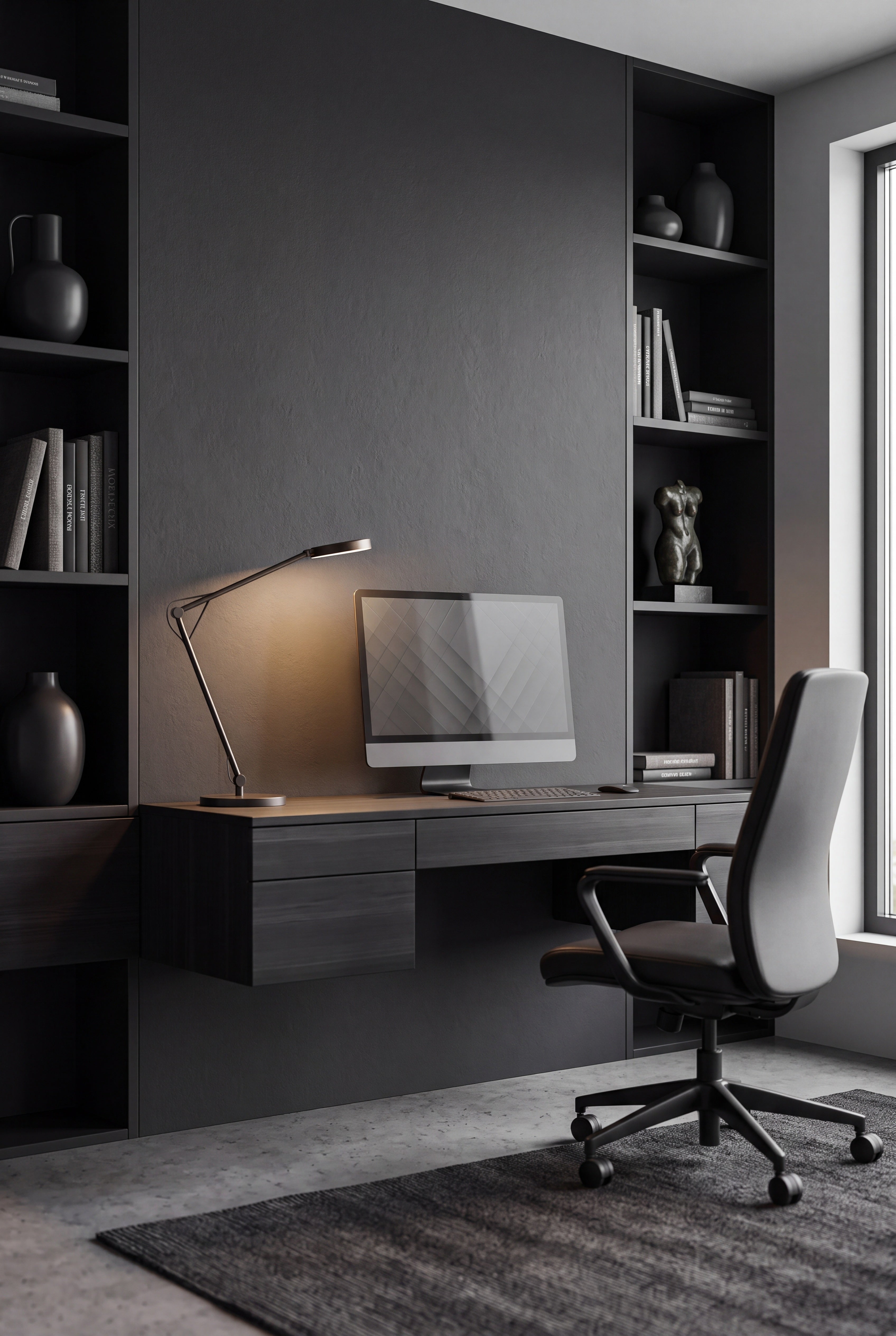 Ink Wash wallpaper shown in a home office