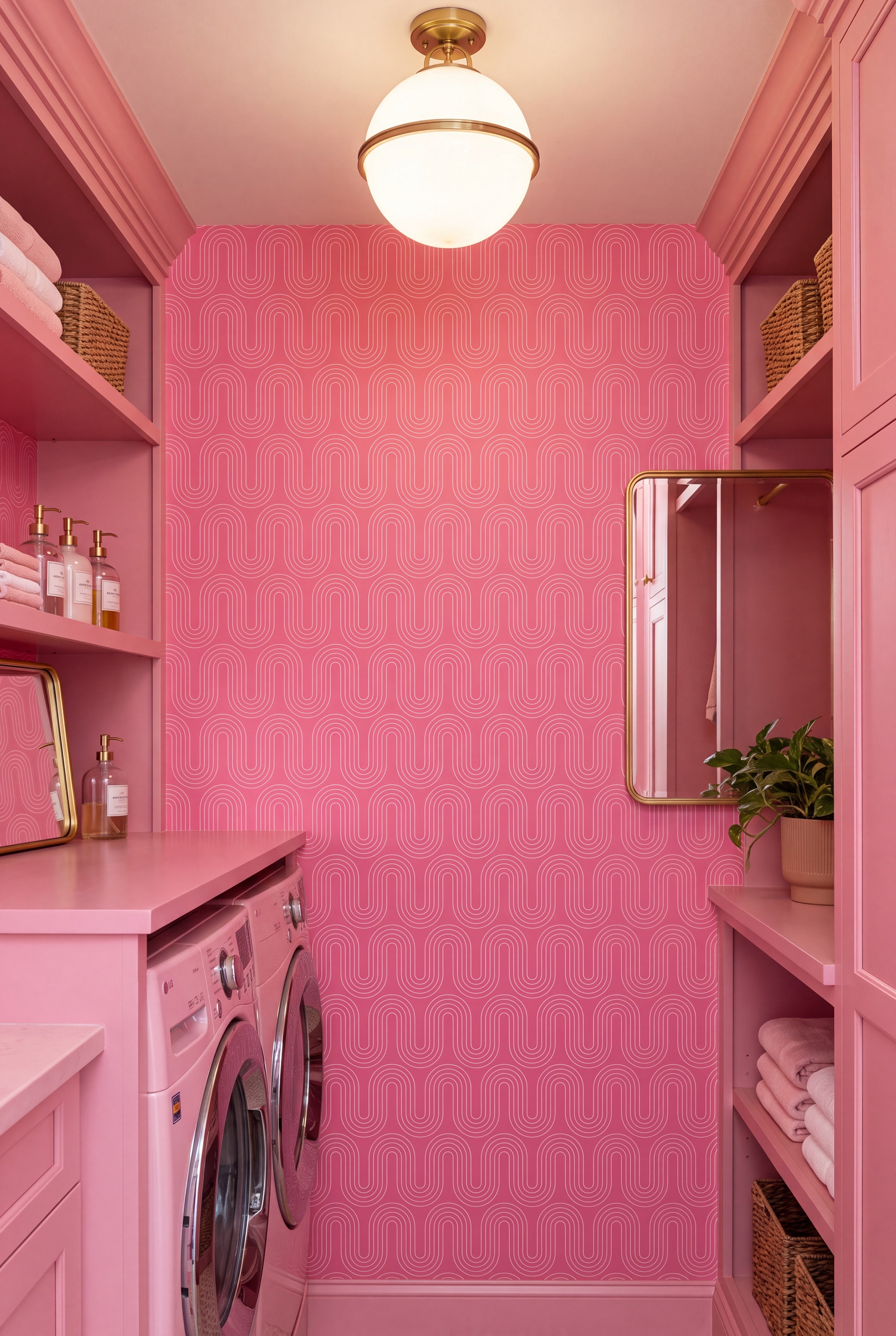 Wavy Baby wallpaper shown in a laundry room