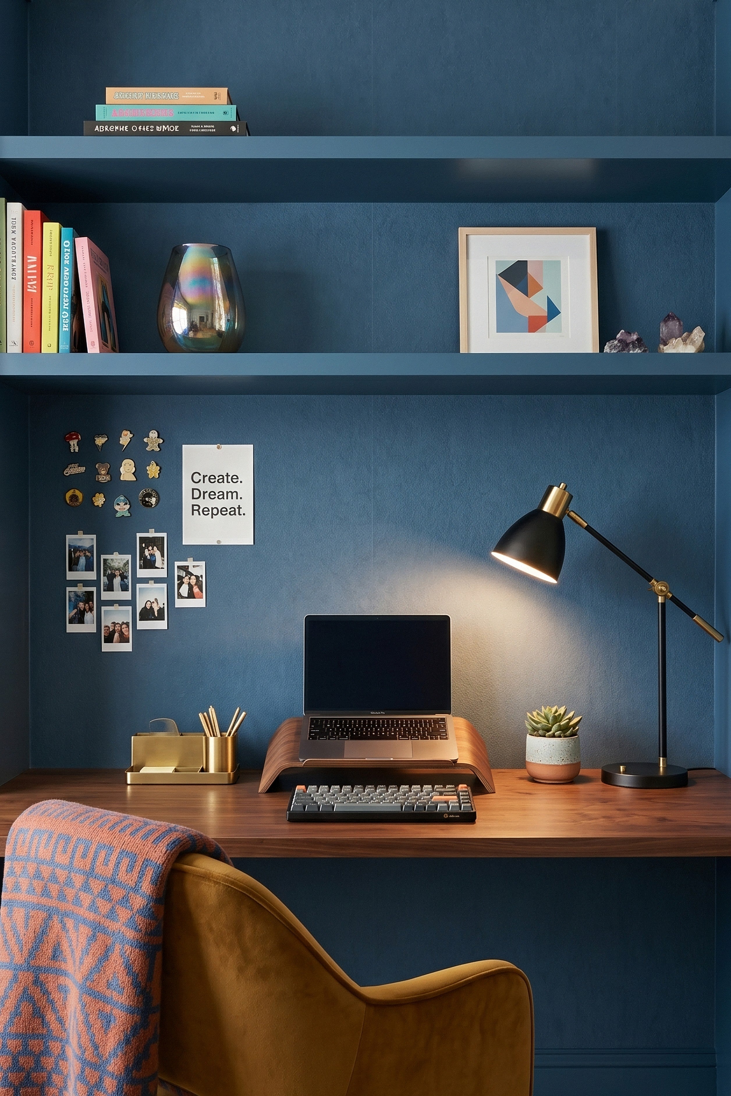 Harbor Wash wallpaper shown in a home office