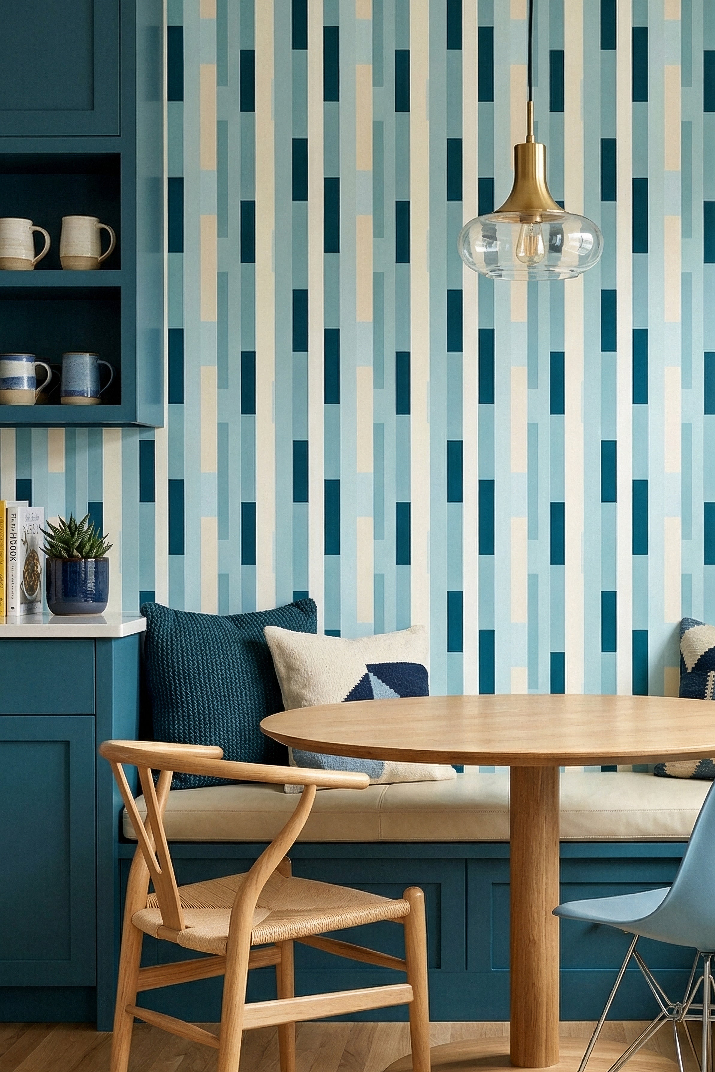 Poolside wallpaper shown in a cozy nook