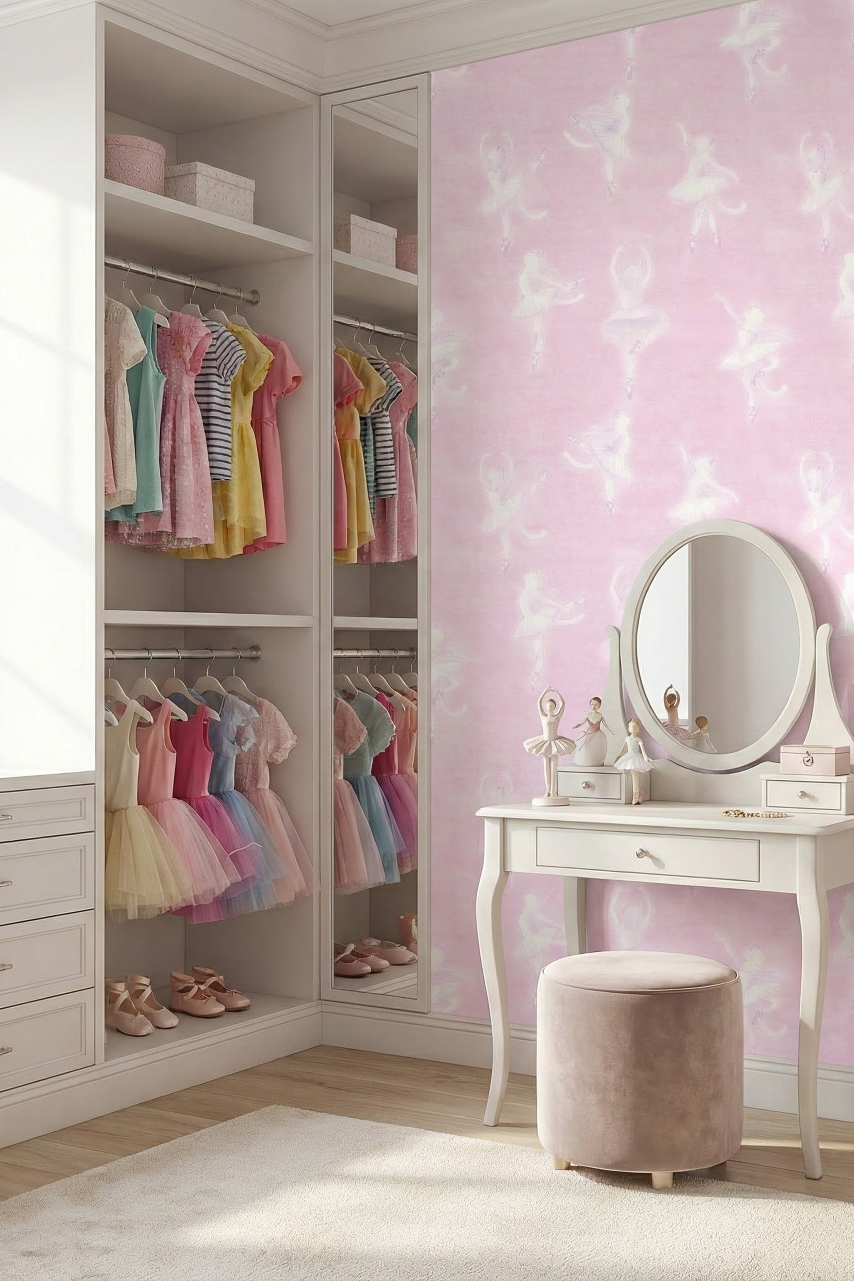 Tutu Kitty wallpaper shown in a makeup vanity