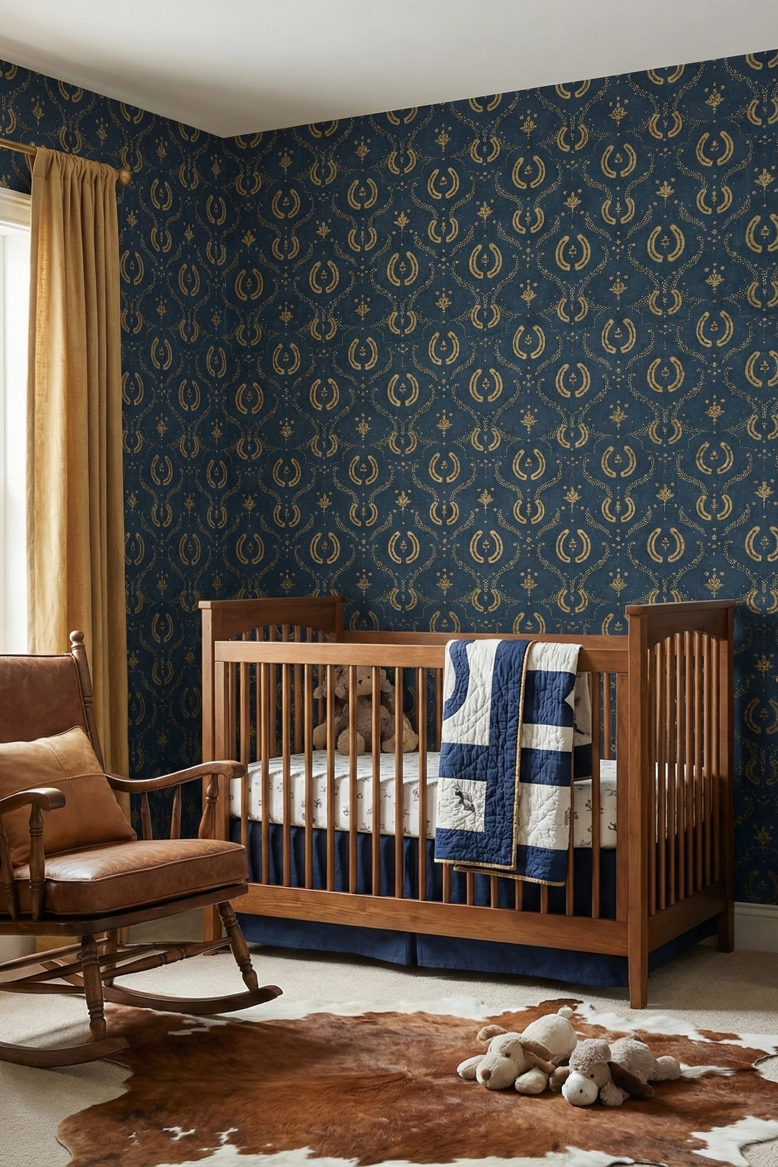 Lucky Charm wallpaper shown in a nursery
