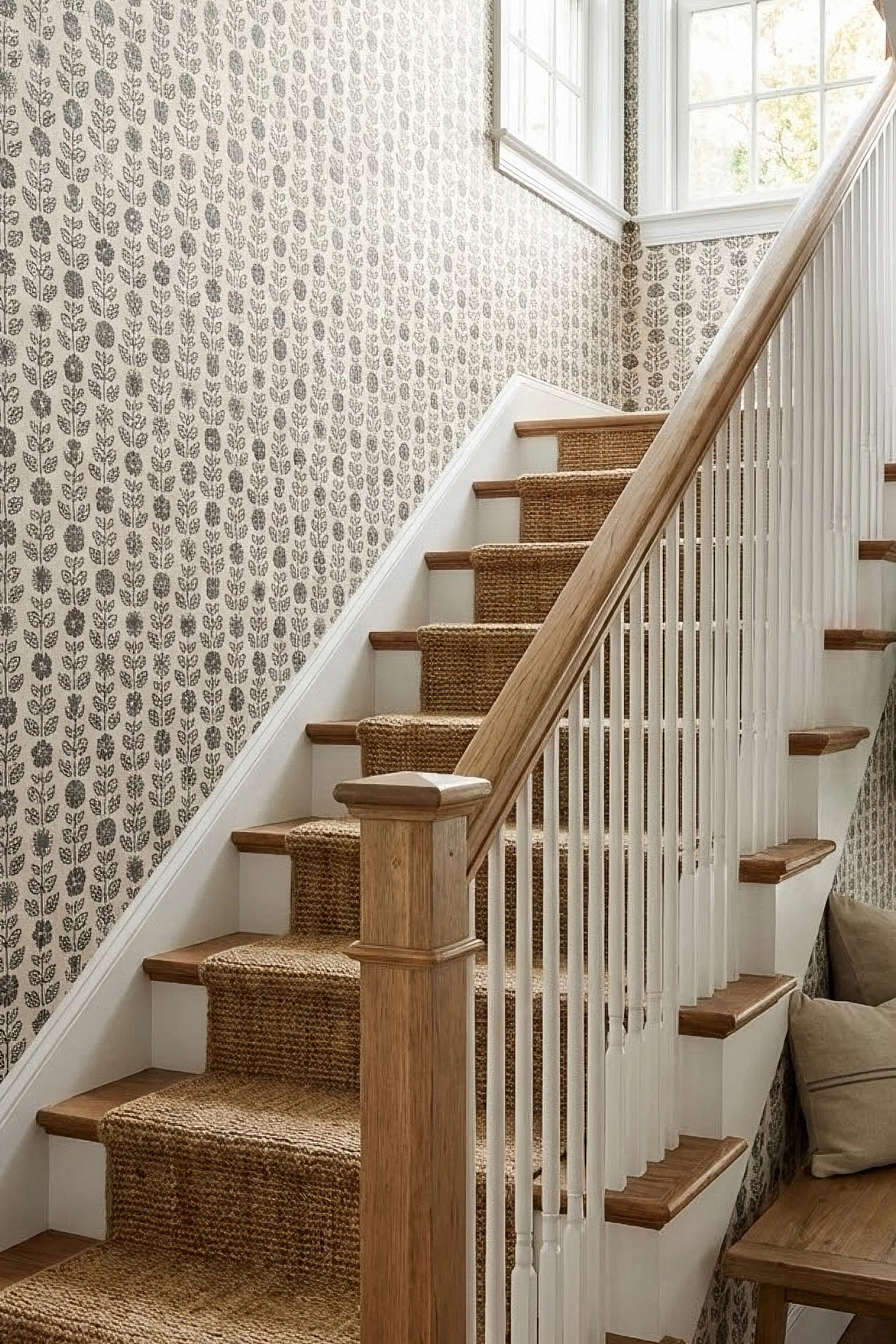 Oat Folk wallpaper shown in a stairway