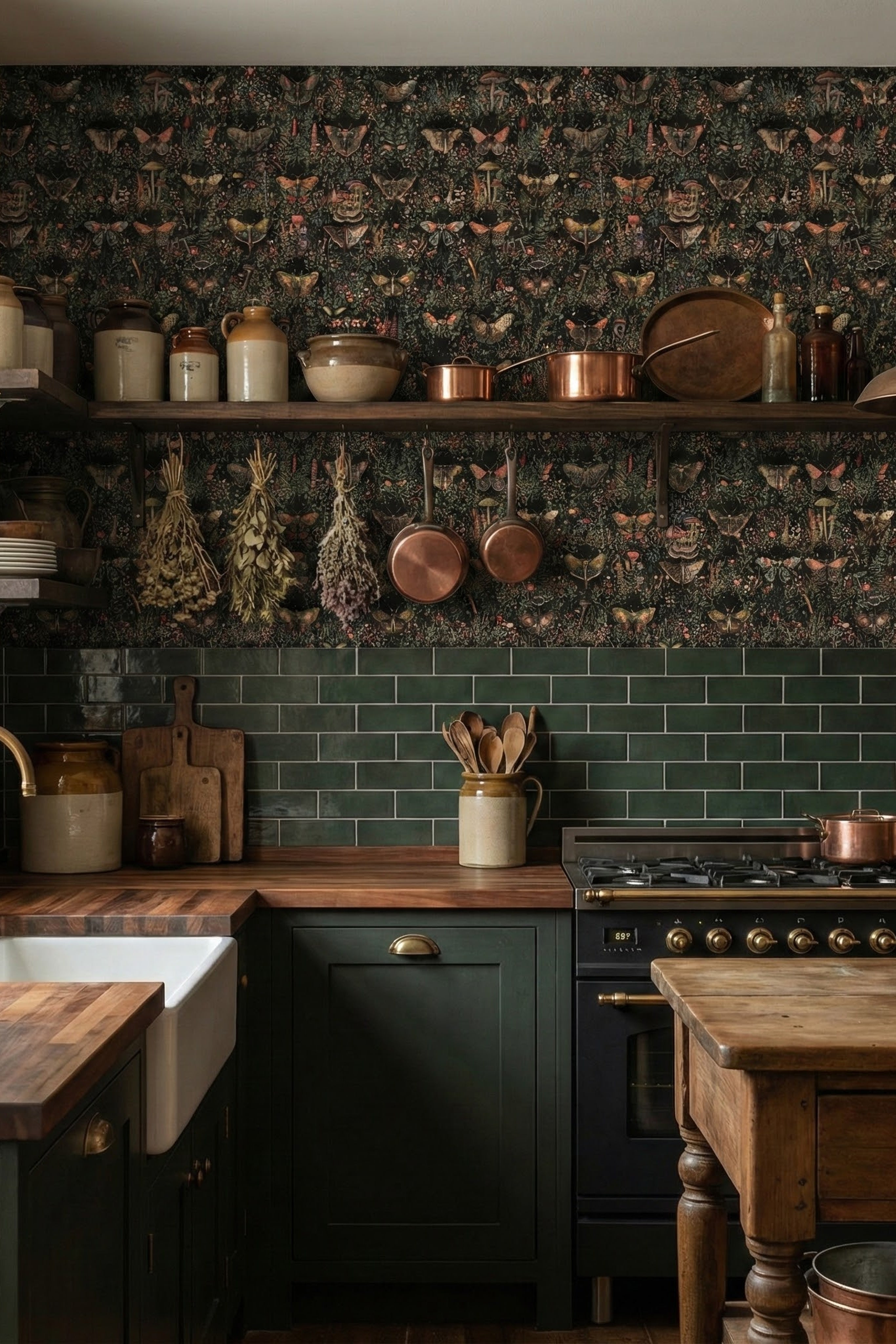 Midnight Cap wallpaper shown in a kitchen