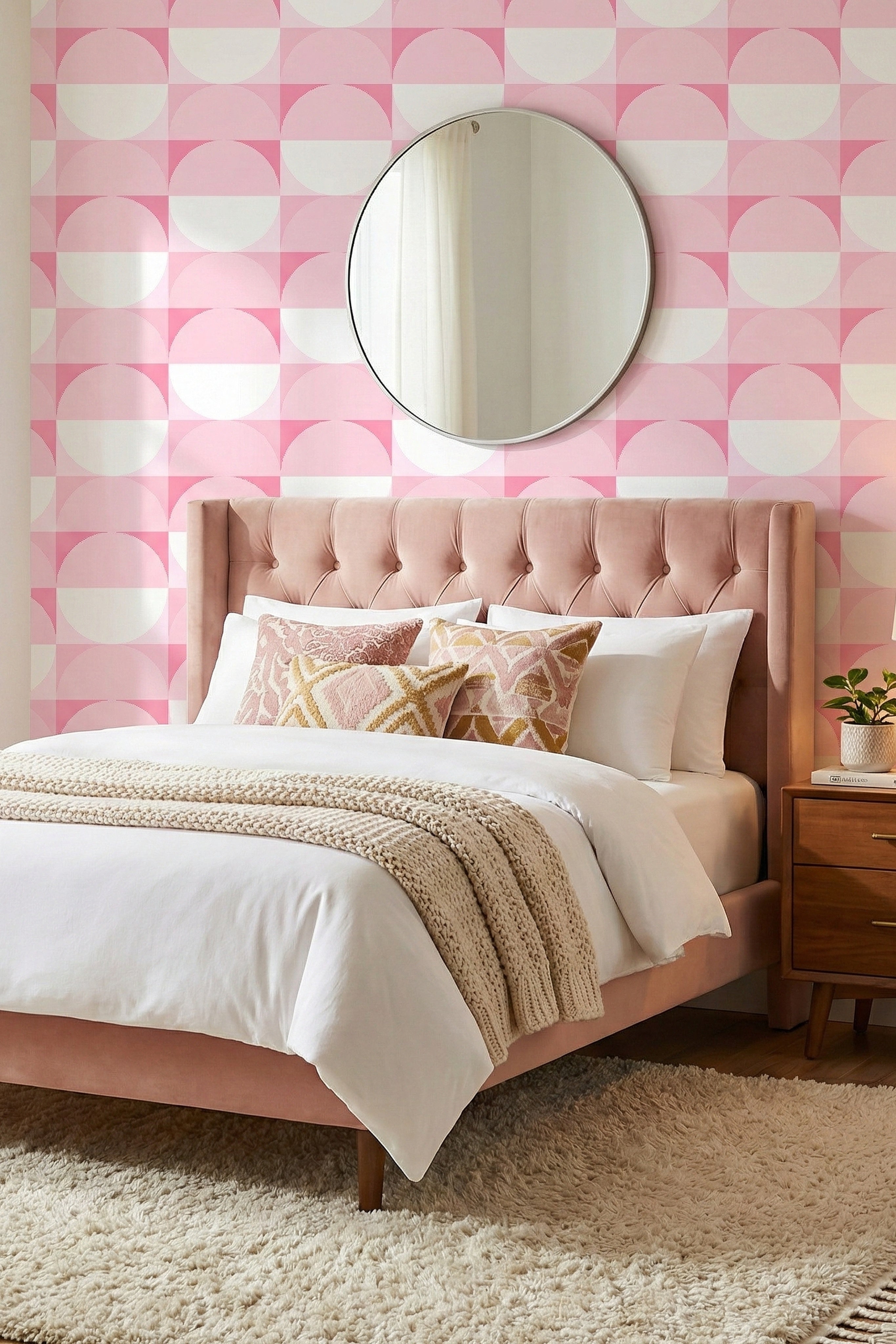 Pastel Playhouse wallpaper shown in a bedroom