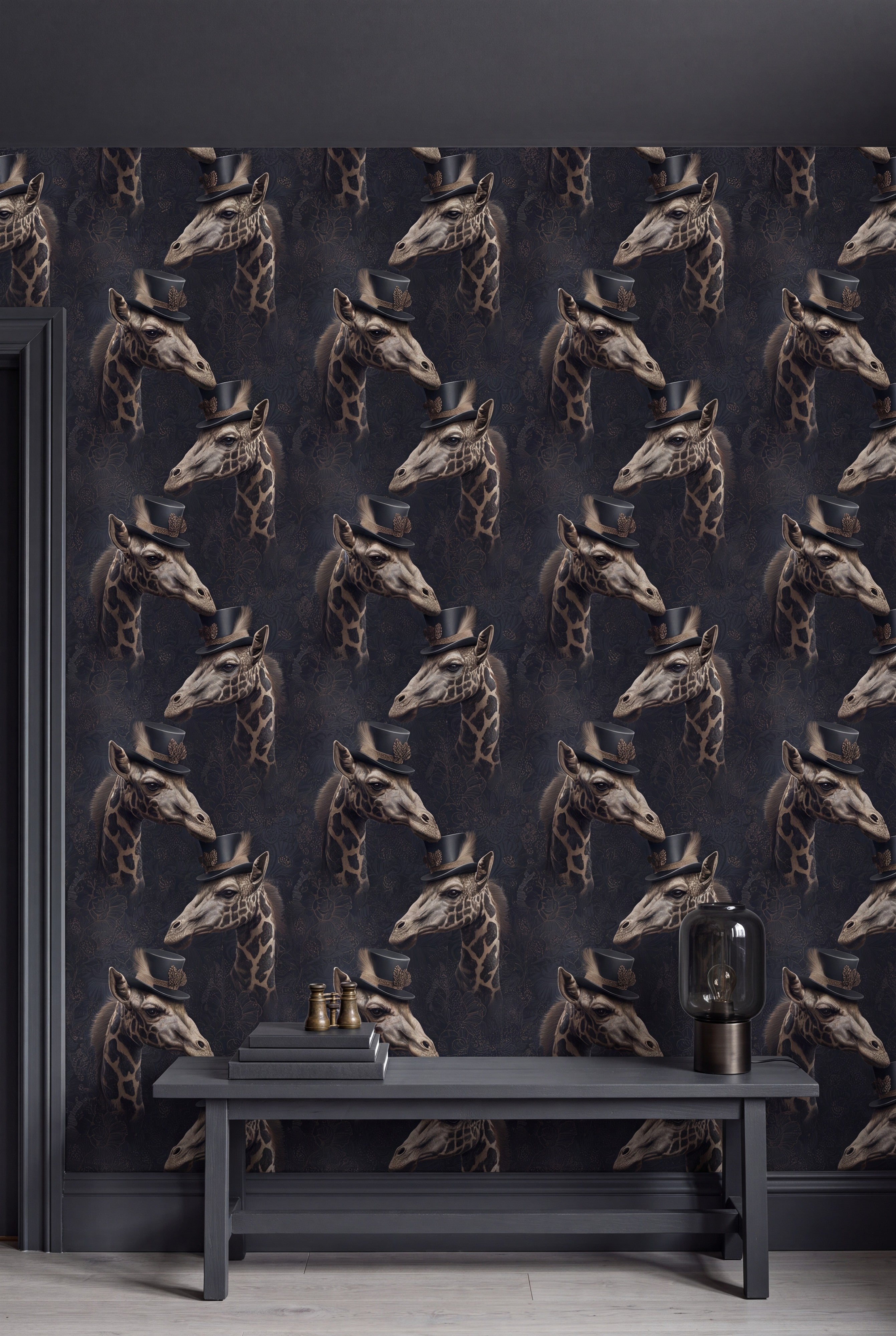 High Society wallpaper shown on an accent wall
