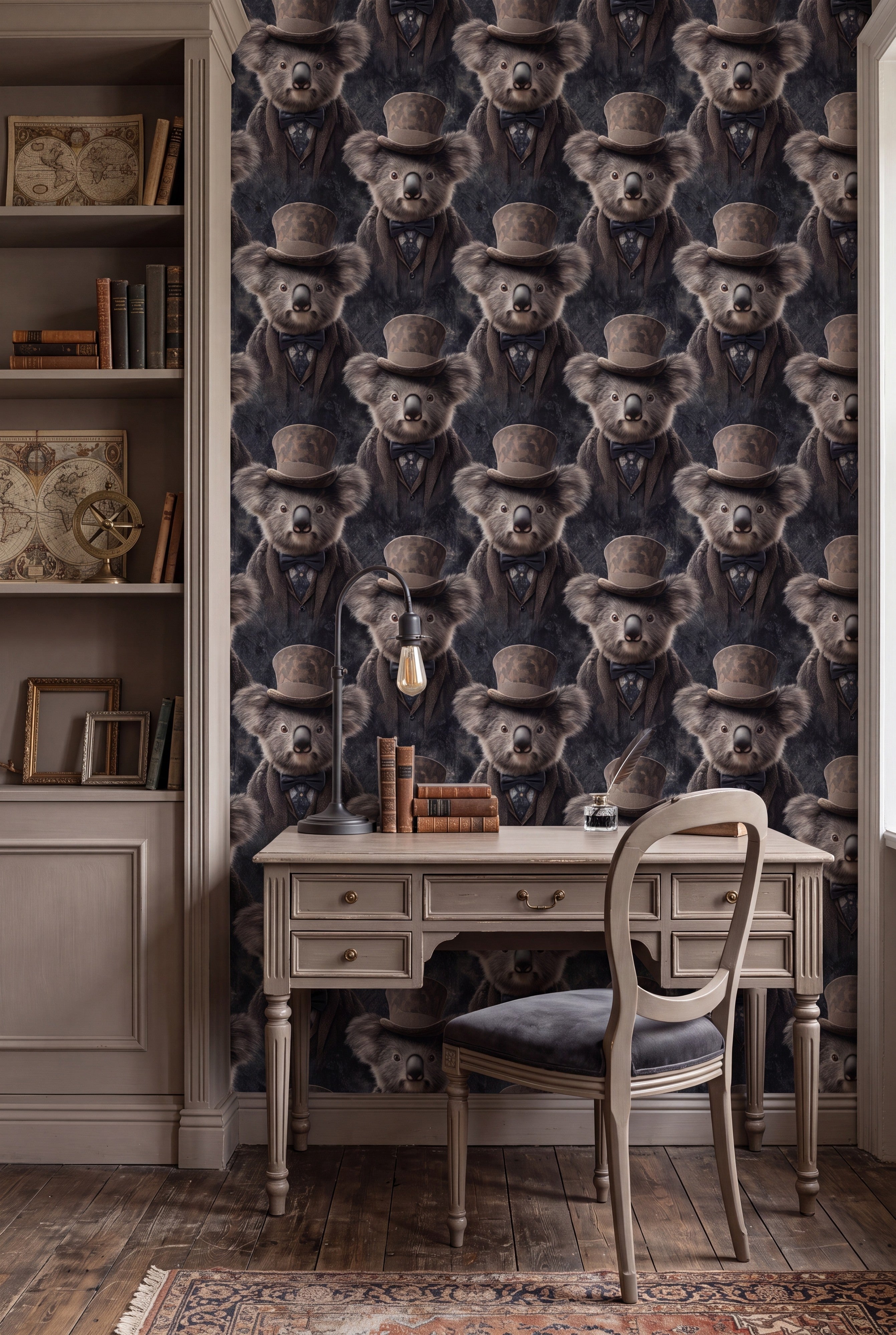The Professor wallpaper shown in a home office