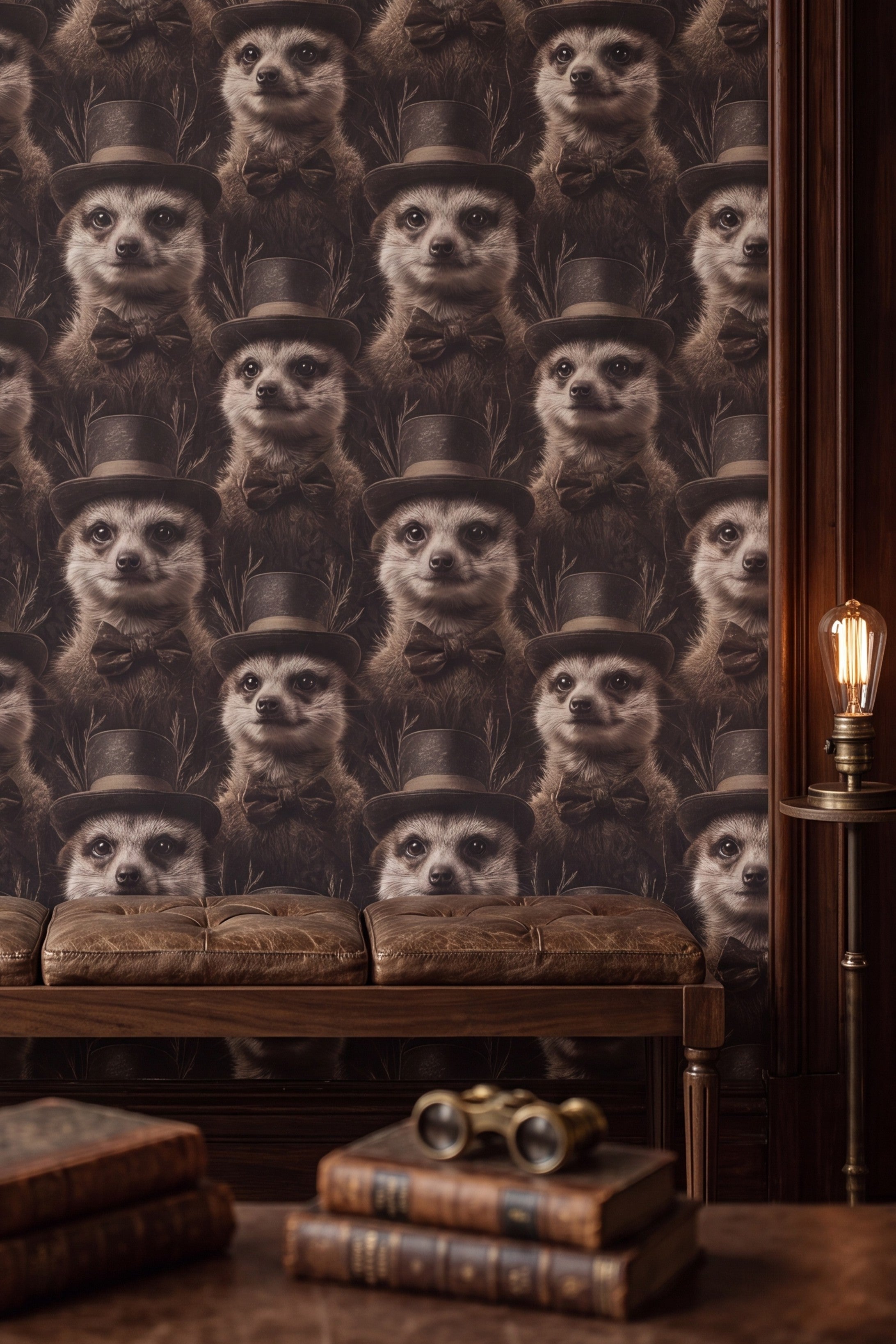 The Lookout wallpaper shown on an accent wall