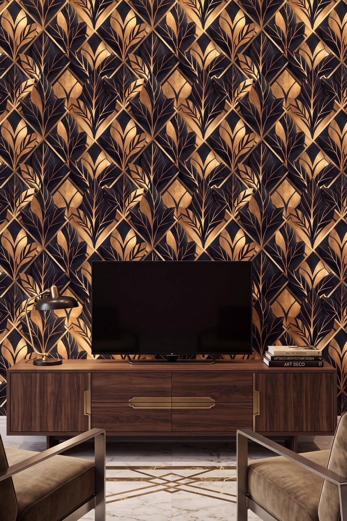 Onyx Marquee wallpaper shown in a media room