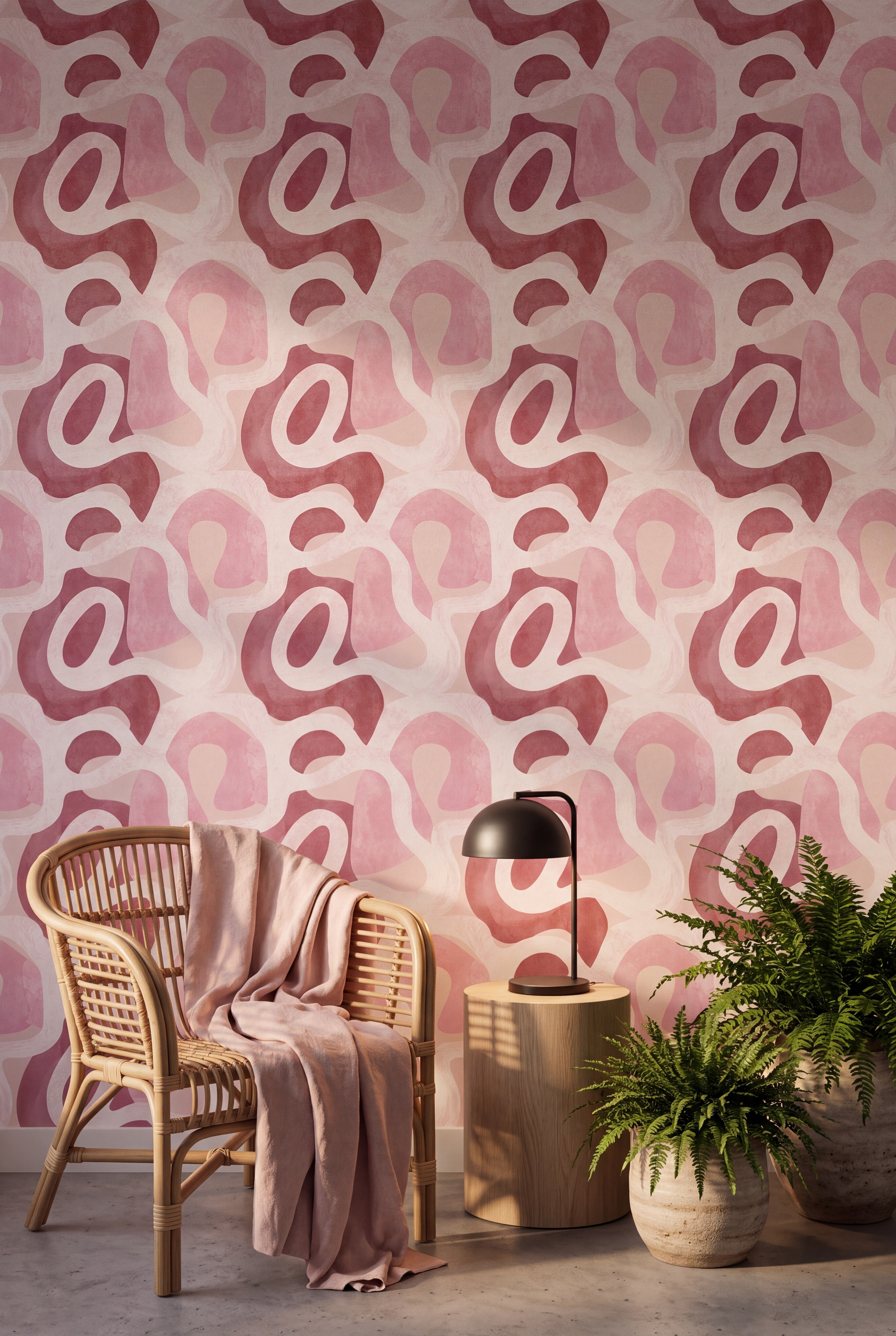 Berry Terrain wallpaper shown in a sunroom