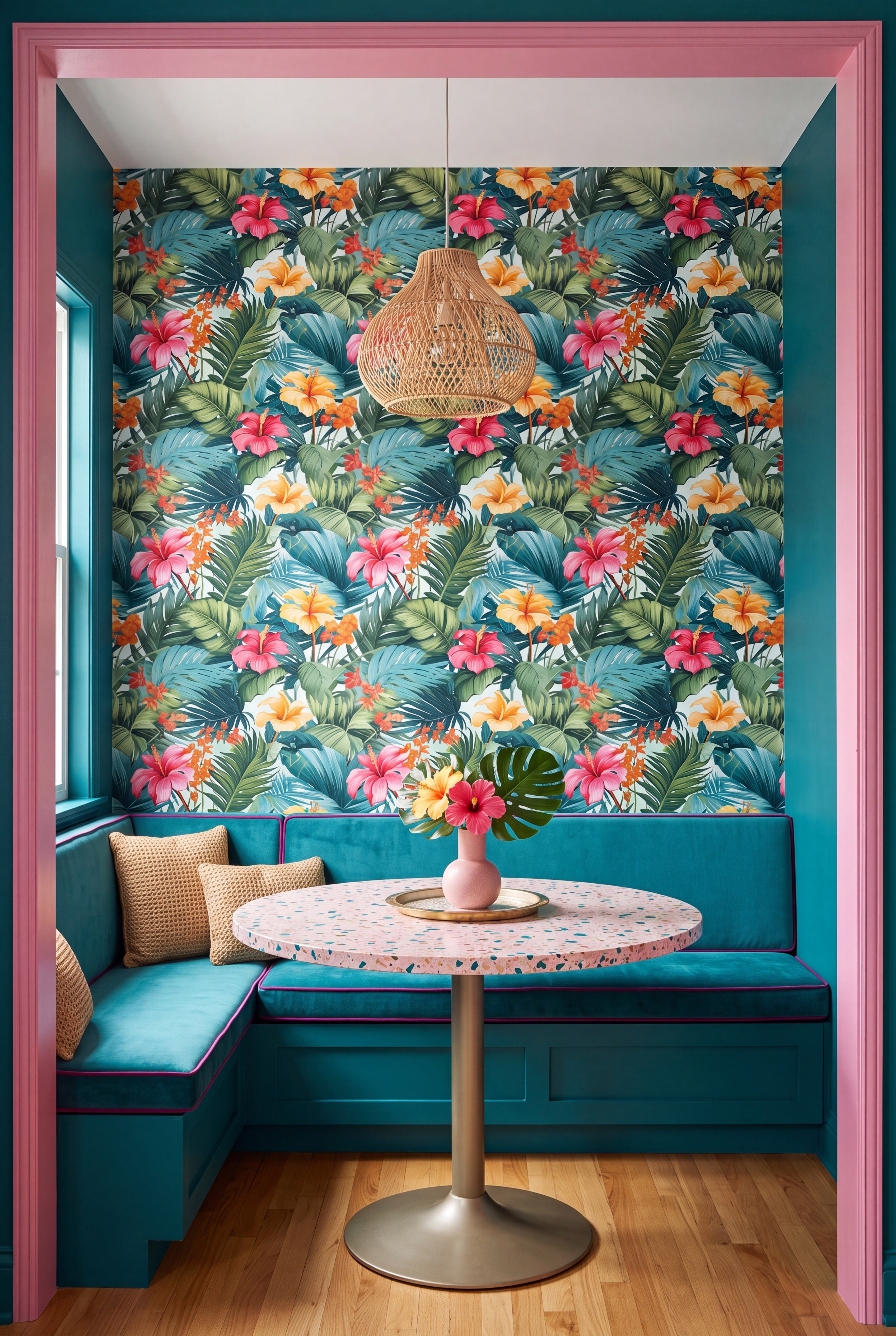 Jungle Club wallpaper shown in a cozy nook