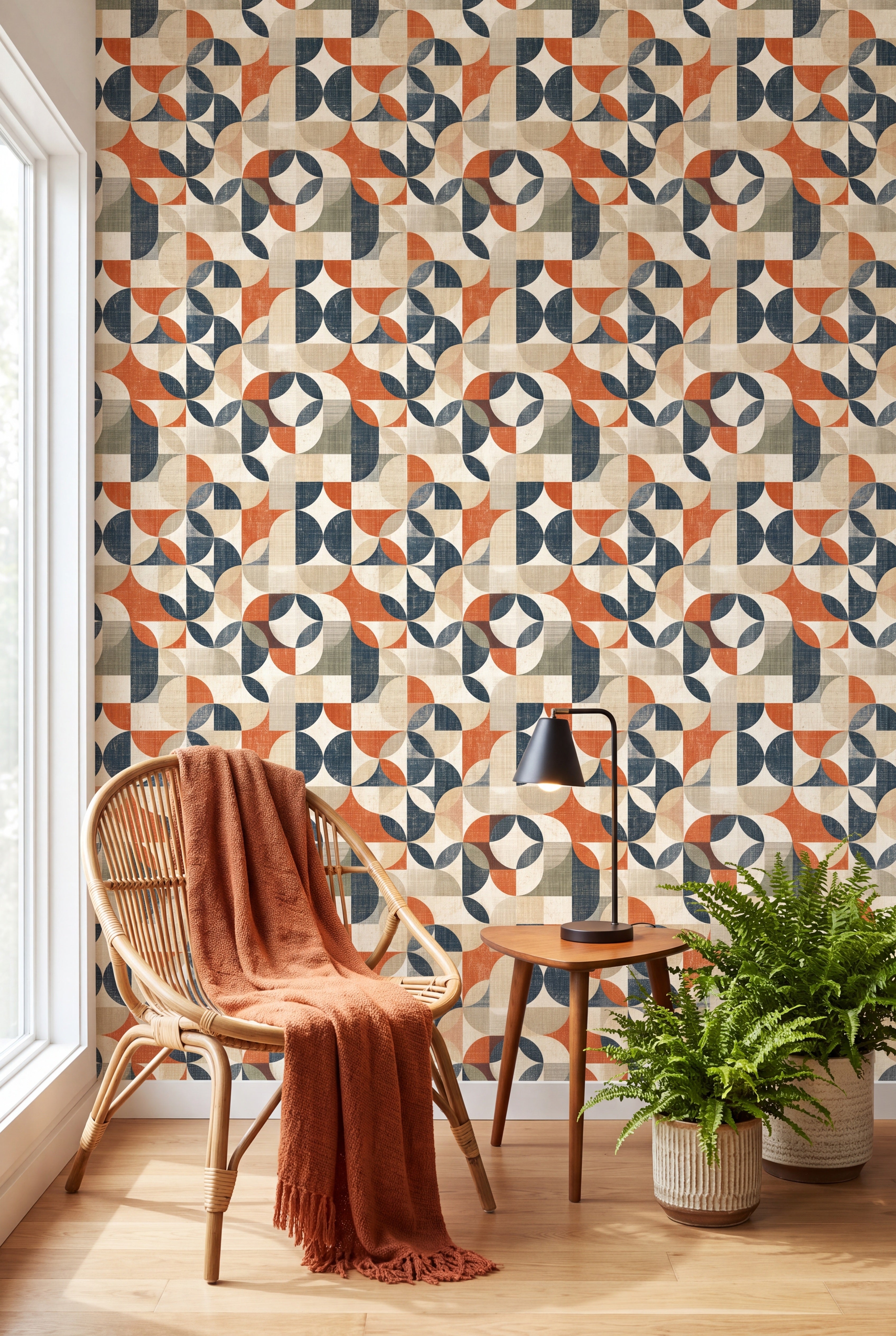 Carousel Quarters wallpaper shown in a sunroom
