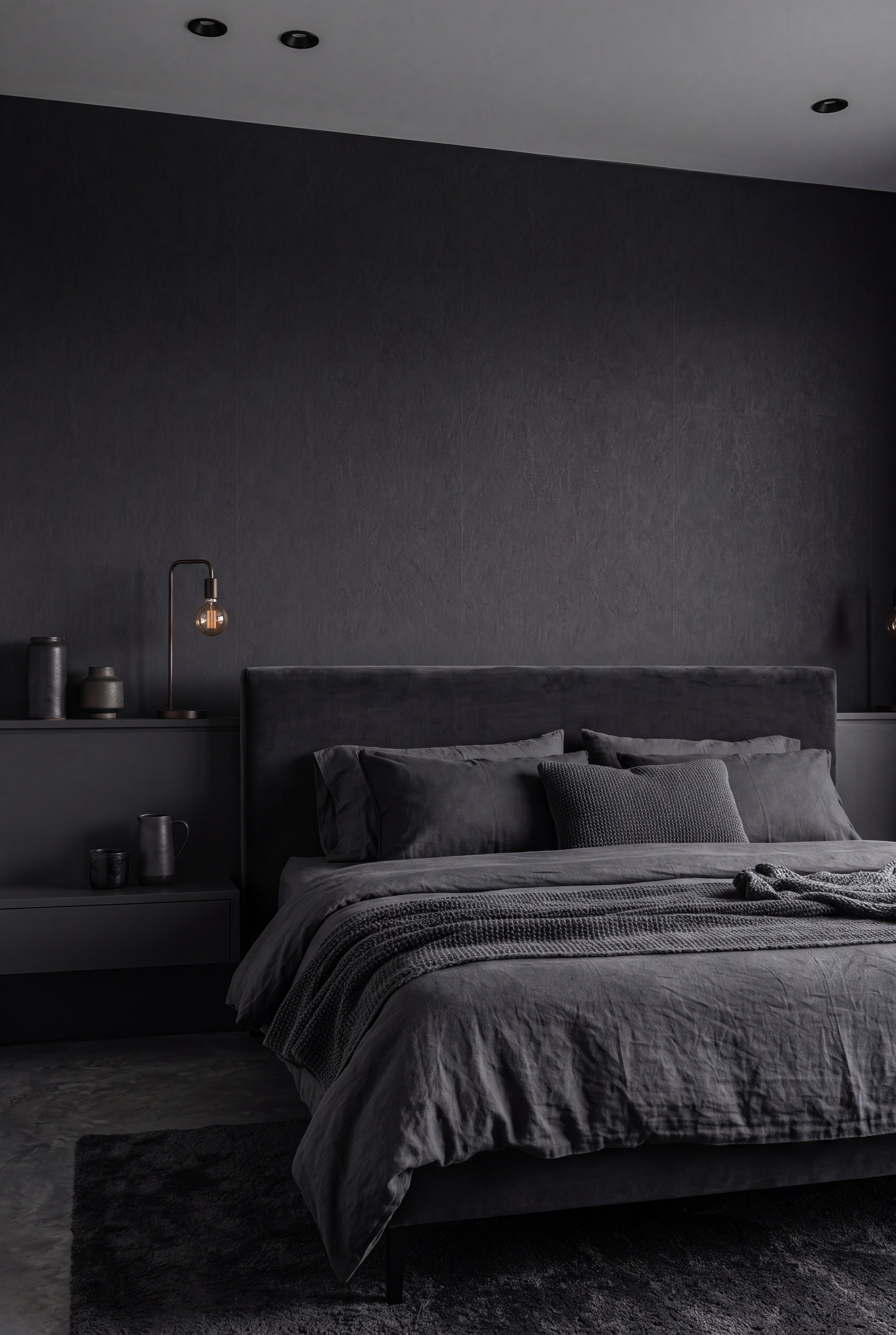Ink Wash wallpaper shown in a bedroom