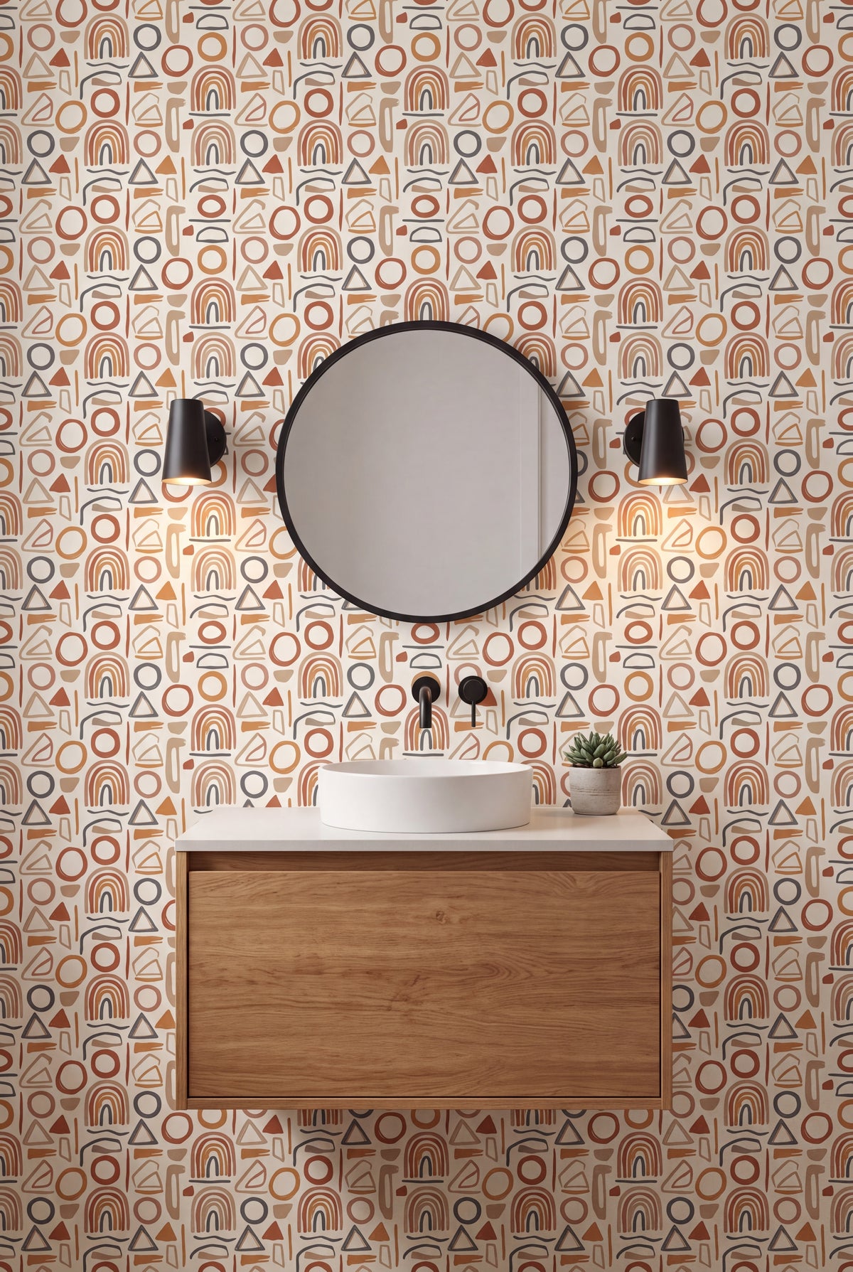 Clay Marks wallpaper shown in a powder room