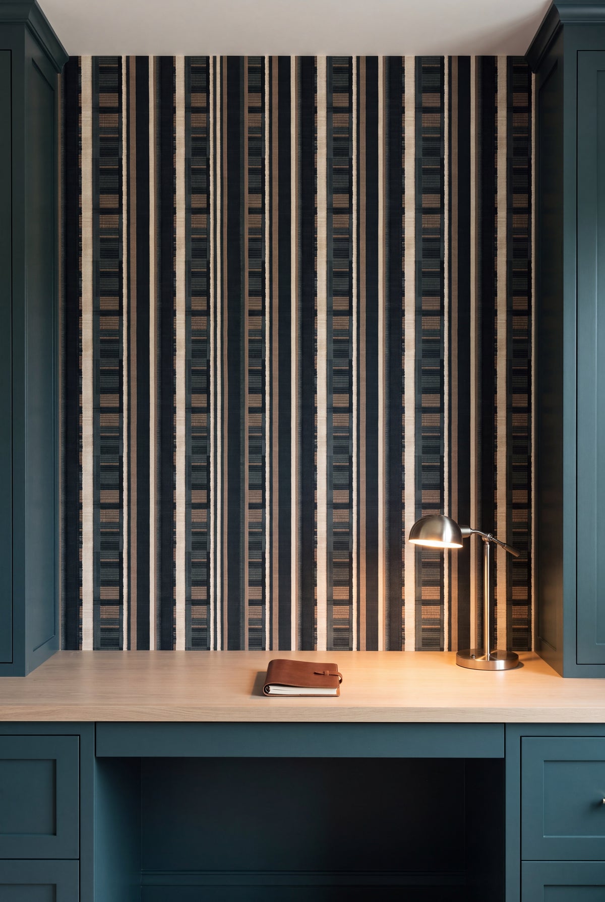 Spruce Weave wallpaper shown in a home office