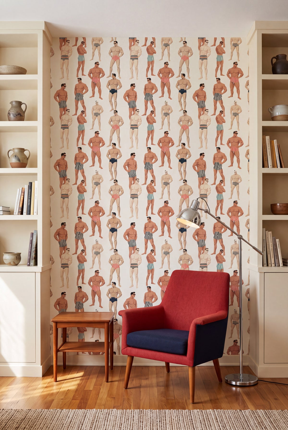 Cabana Club wallpaper shown in a reading nook