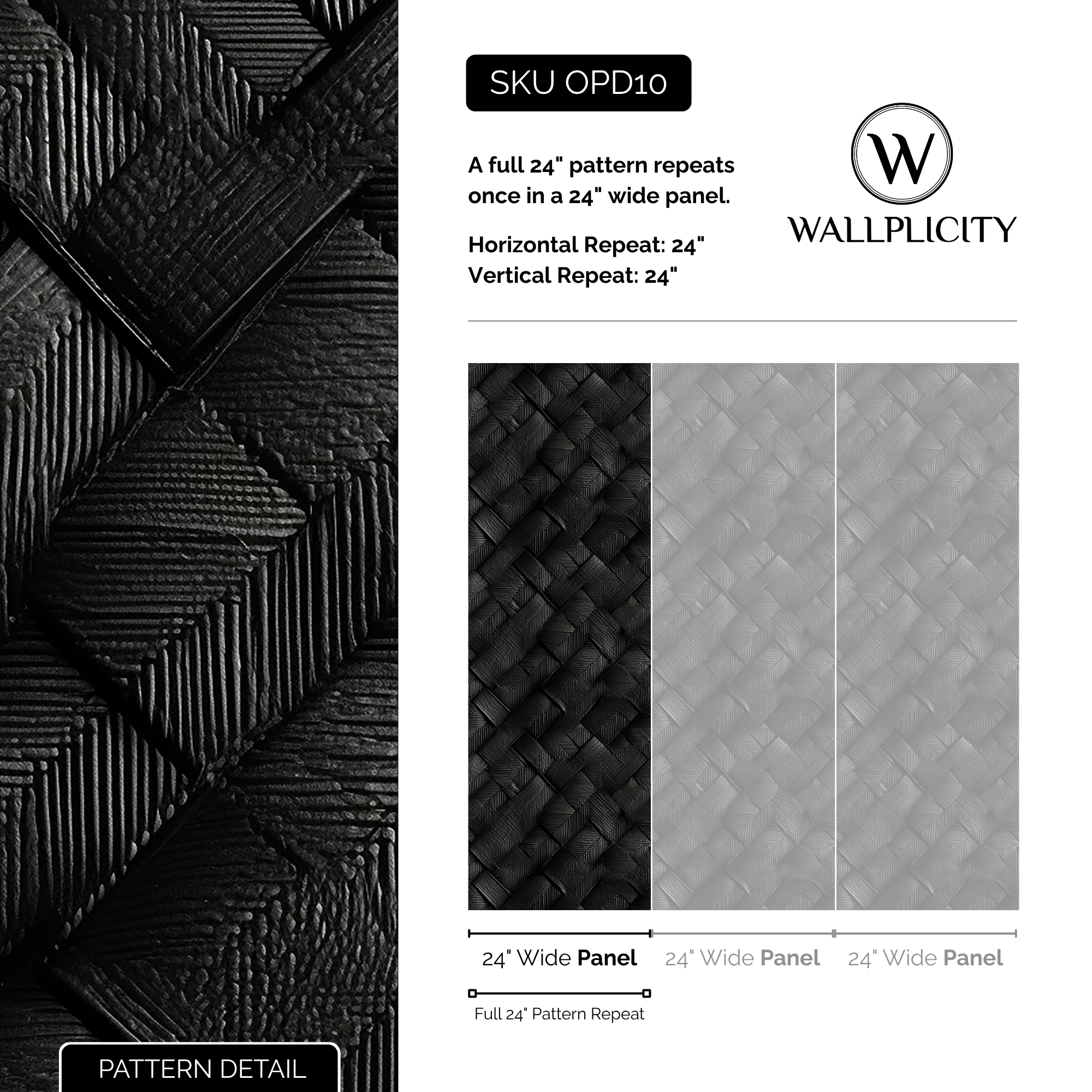 Milano Weave wallpaper pattern detail and repeat size