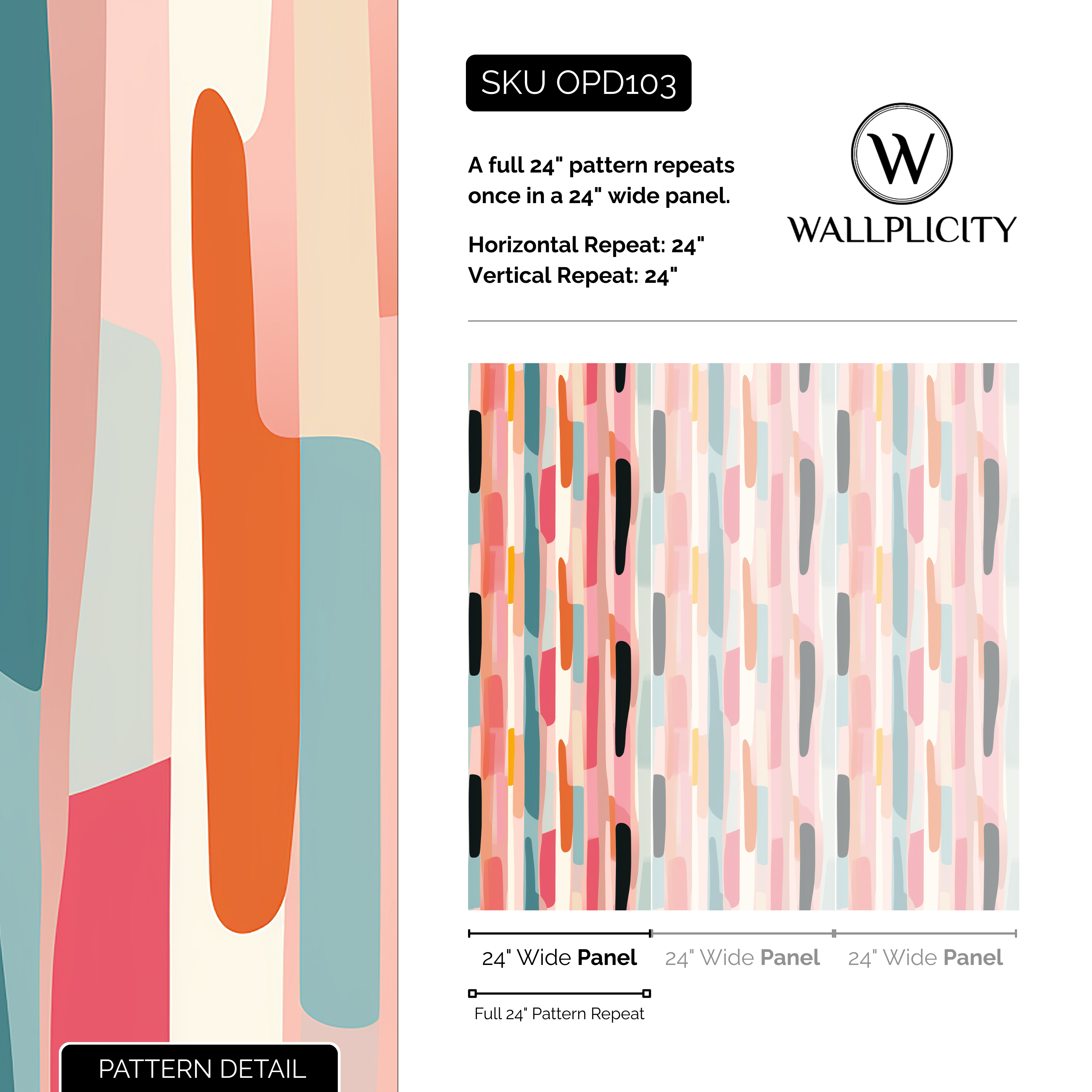 Jukebox Stripe wallpaper pattern detail and repeat size