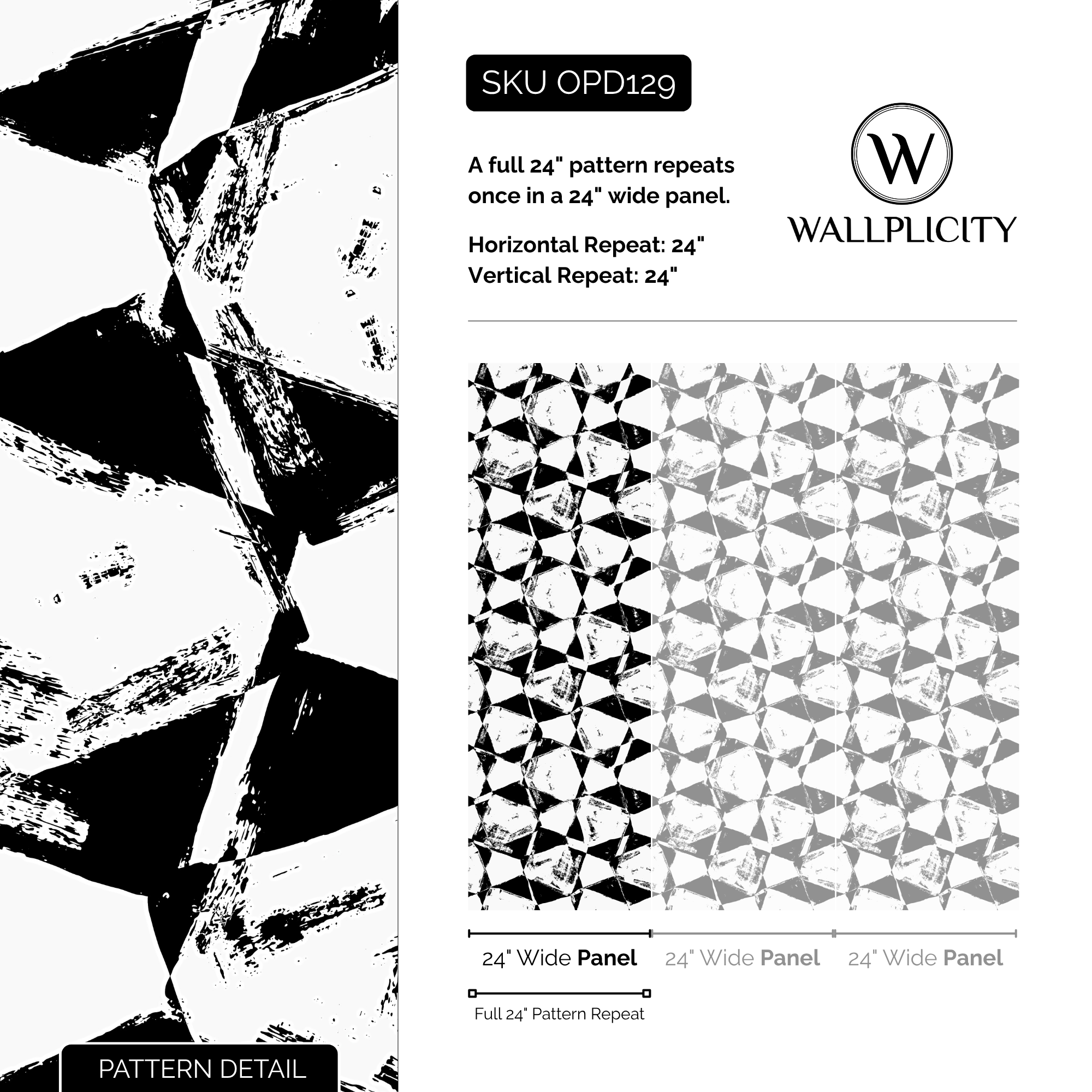 Scribble wallpaper pattern detail and repeat size