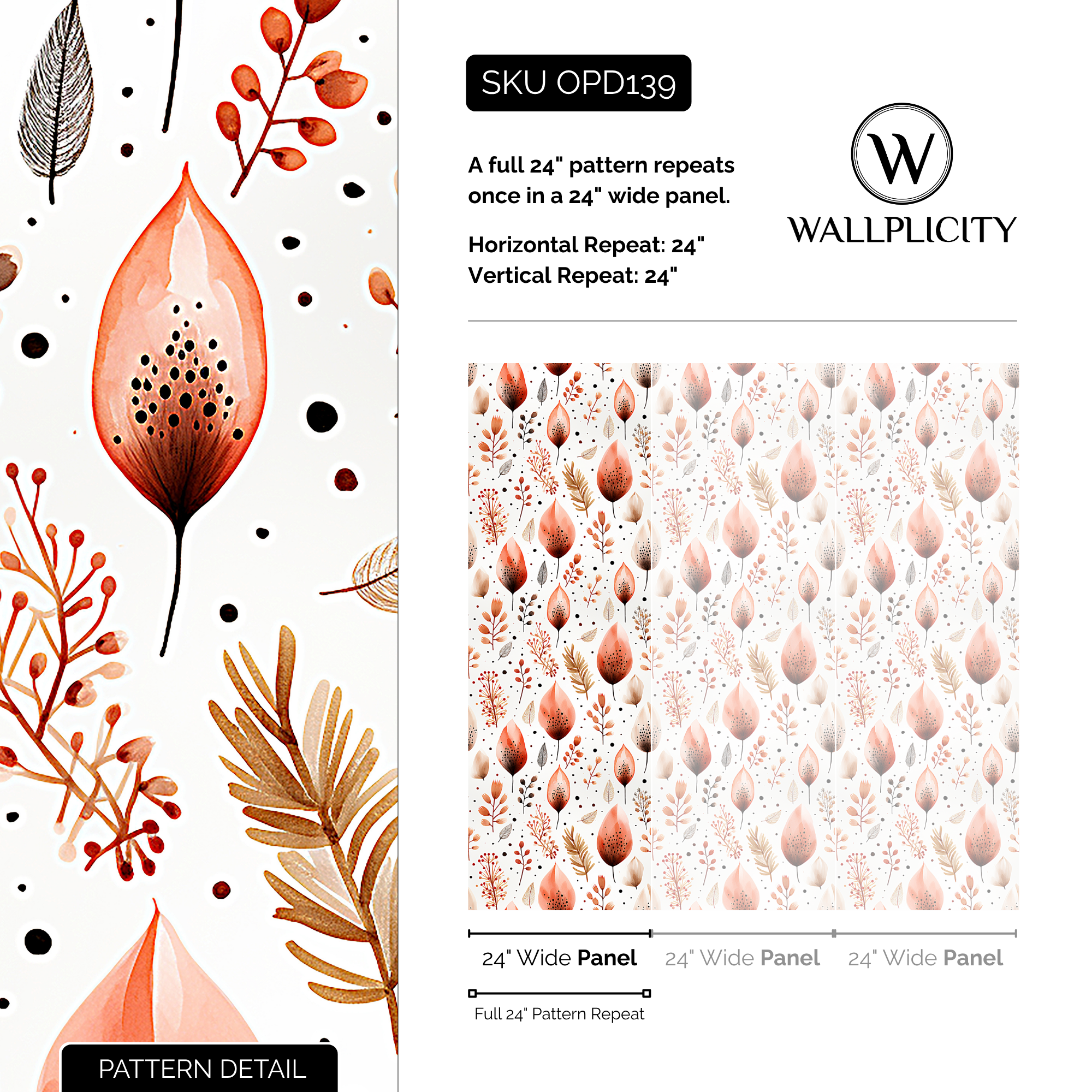 Autumn Ember wallpaper pattern detail and repeat size