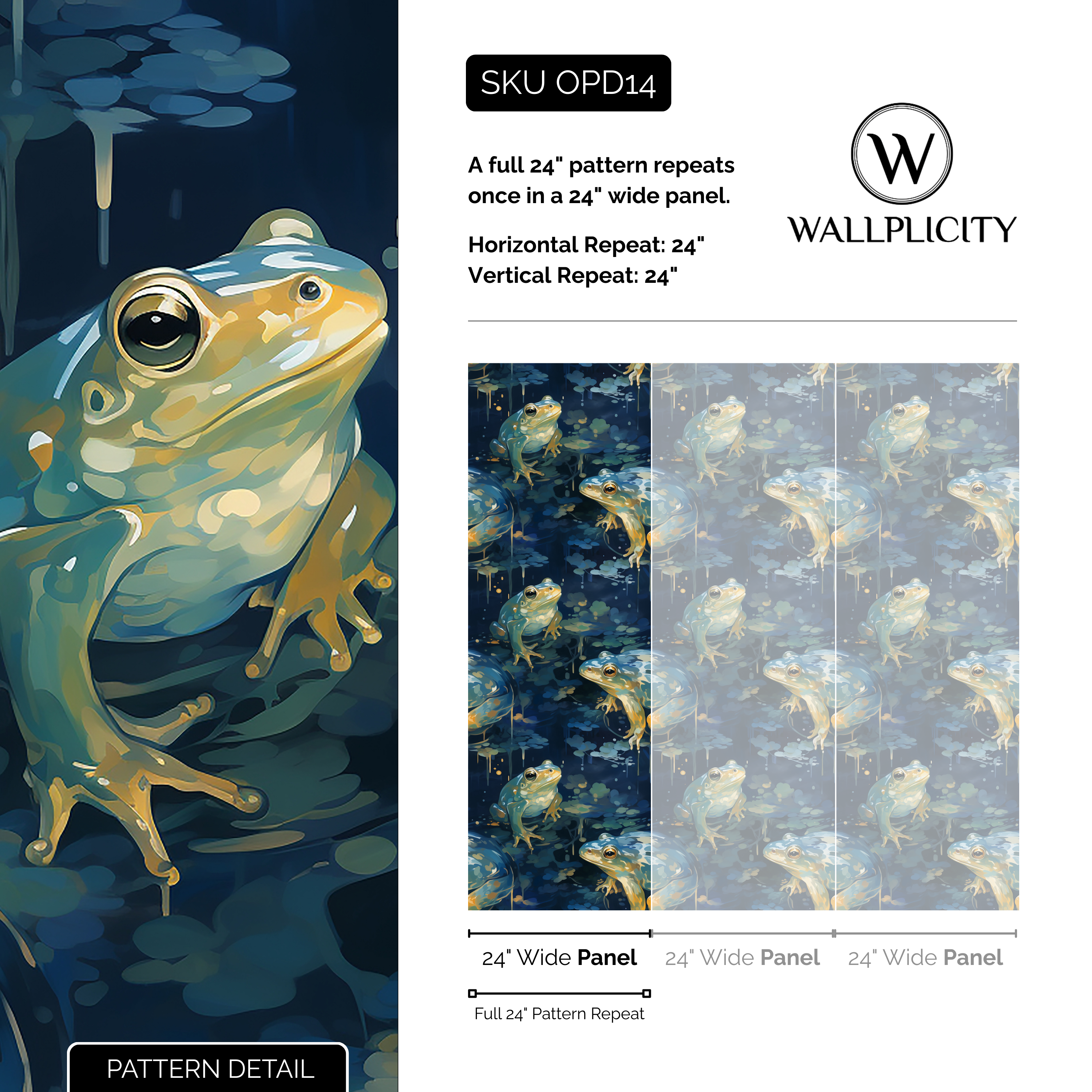 Frog Prince wallpaper pattern detail and repeat size